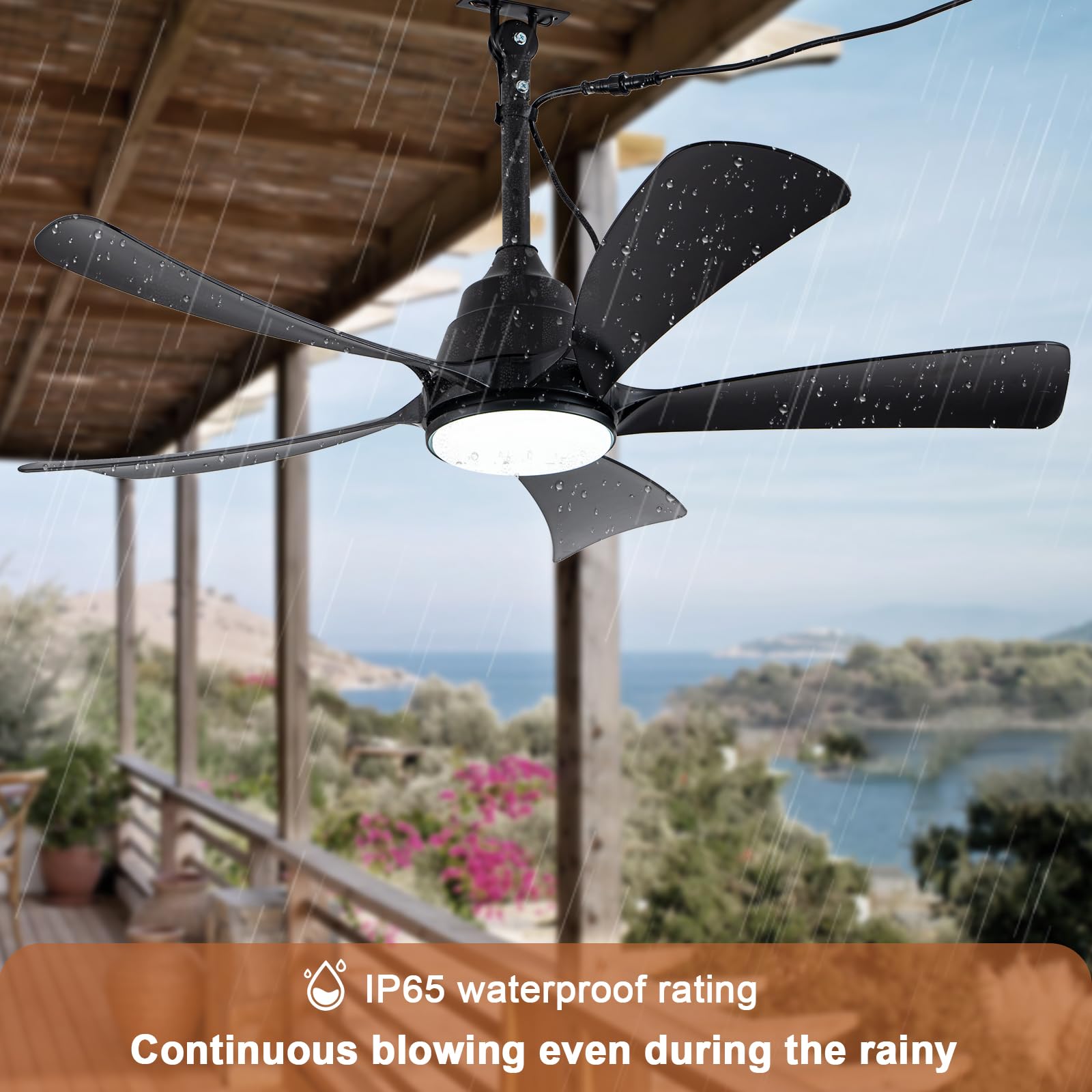 Cncmtiger 42 Waterproof Outdoor Ceiling Fan With Lights Ip65 Outdoor Gazebo Fan Wet Rated Hanging Plug In Ceiling Fan For Pati