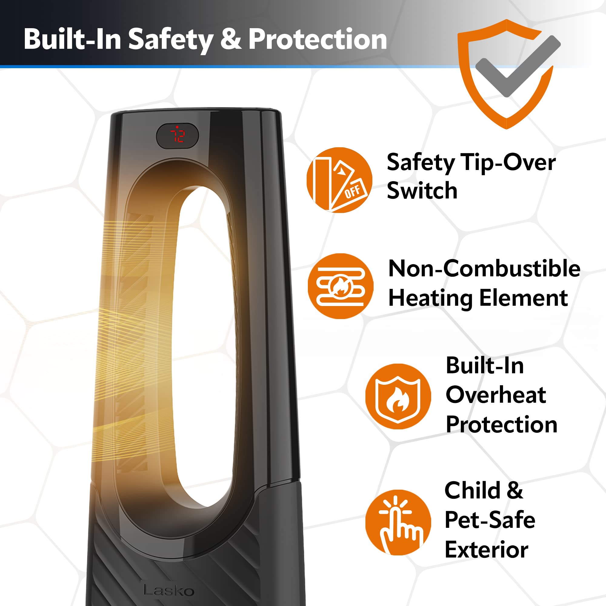 Lasko Oscillating Bladeless Ceramic Tower Space Heater For Home With Enhanced Safety, Adjustable Thermostat, Timer And Remote Co