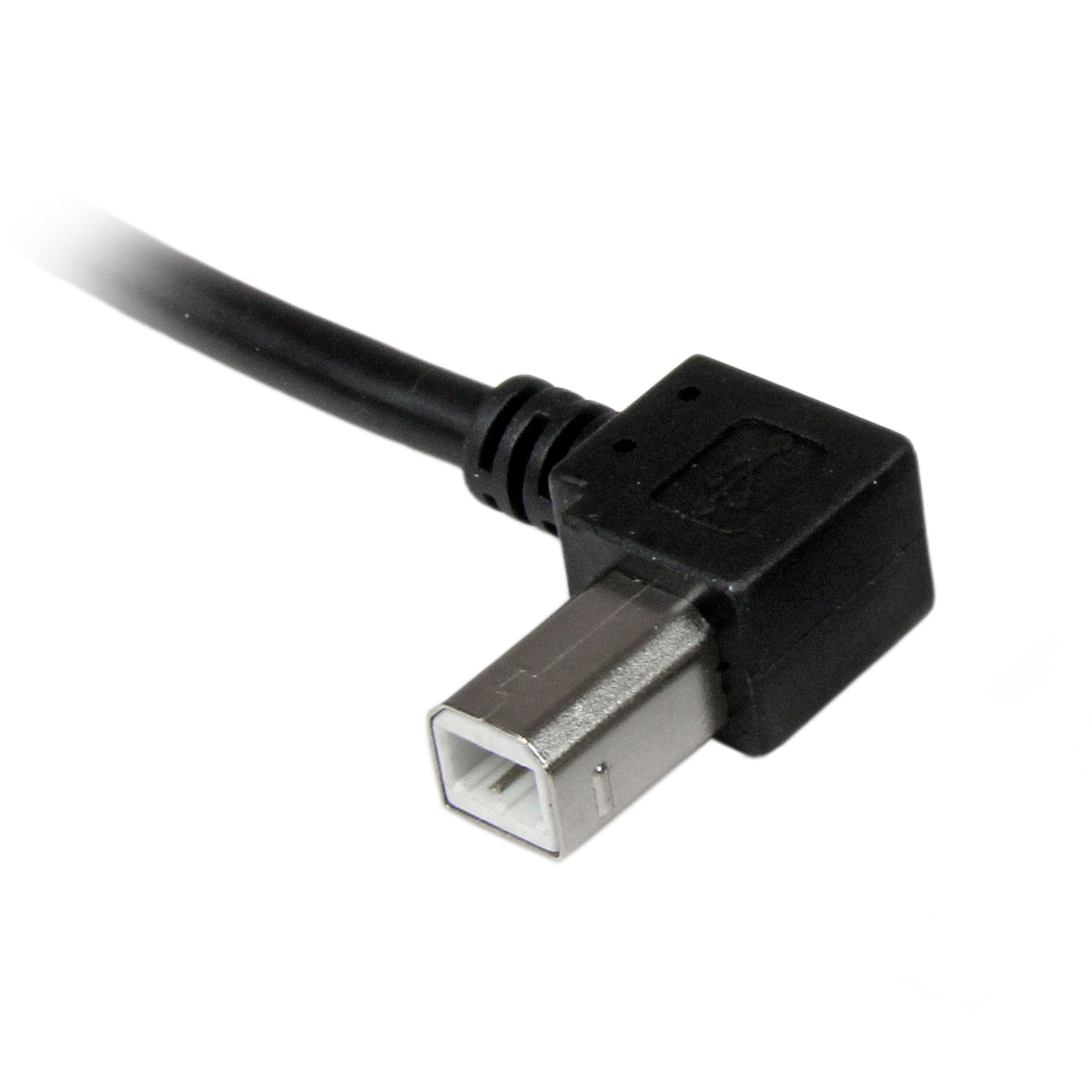 Startech.Com 1M Usb 2.0 A To Left Angle B Cable Cord   1 M Usb Printer Cable   Left Angle Usb B Cable   1X Usb A (M), 1X Usb B (