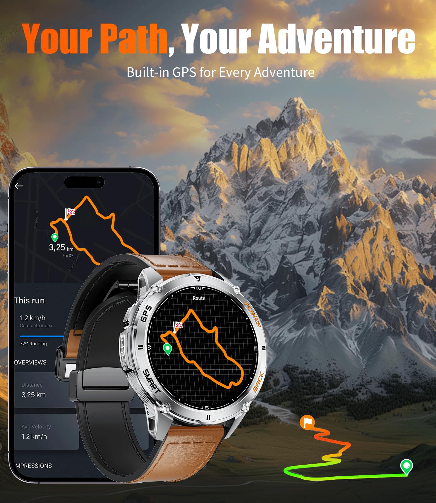 Foxbox Gps Smart Watch For Men Led Flashlight, 530Mah Extra Large Battery, 1.43'' Amoled Military Smartwatch Answer/Make Call Wi