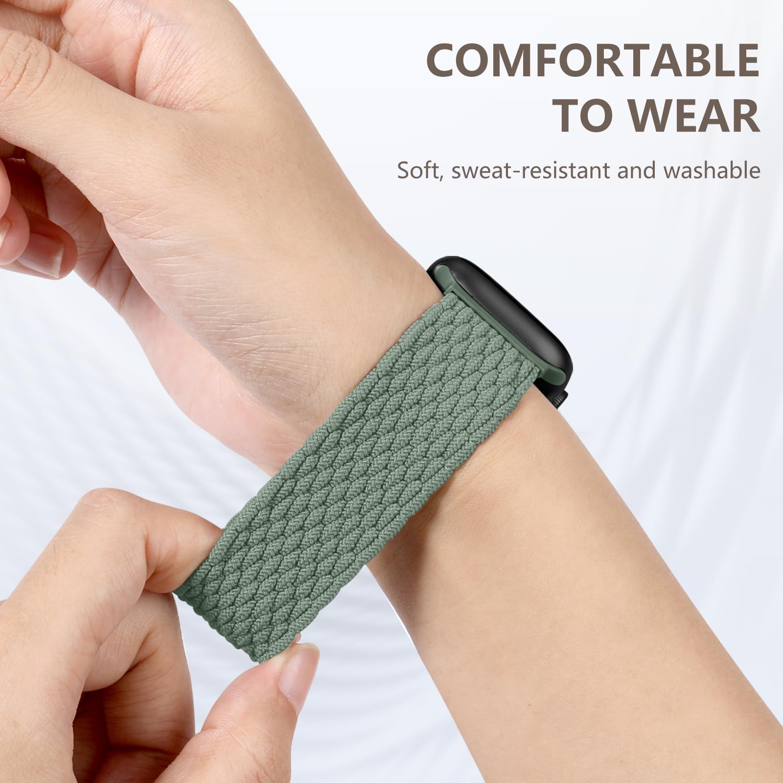 Zedoli Elastic Braided Band Compatible With Apple Watch 40Mm 38Mm 41Mm 42Mm 44Mm 45Mm 49Mm For Women Men, Stretchy Solo Loop Sof