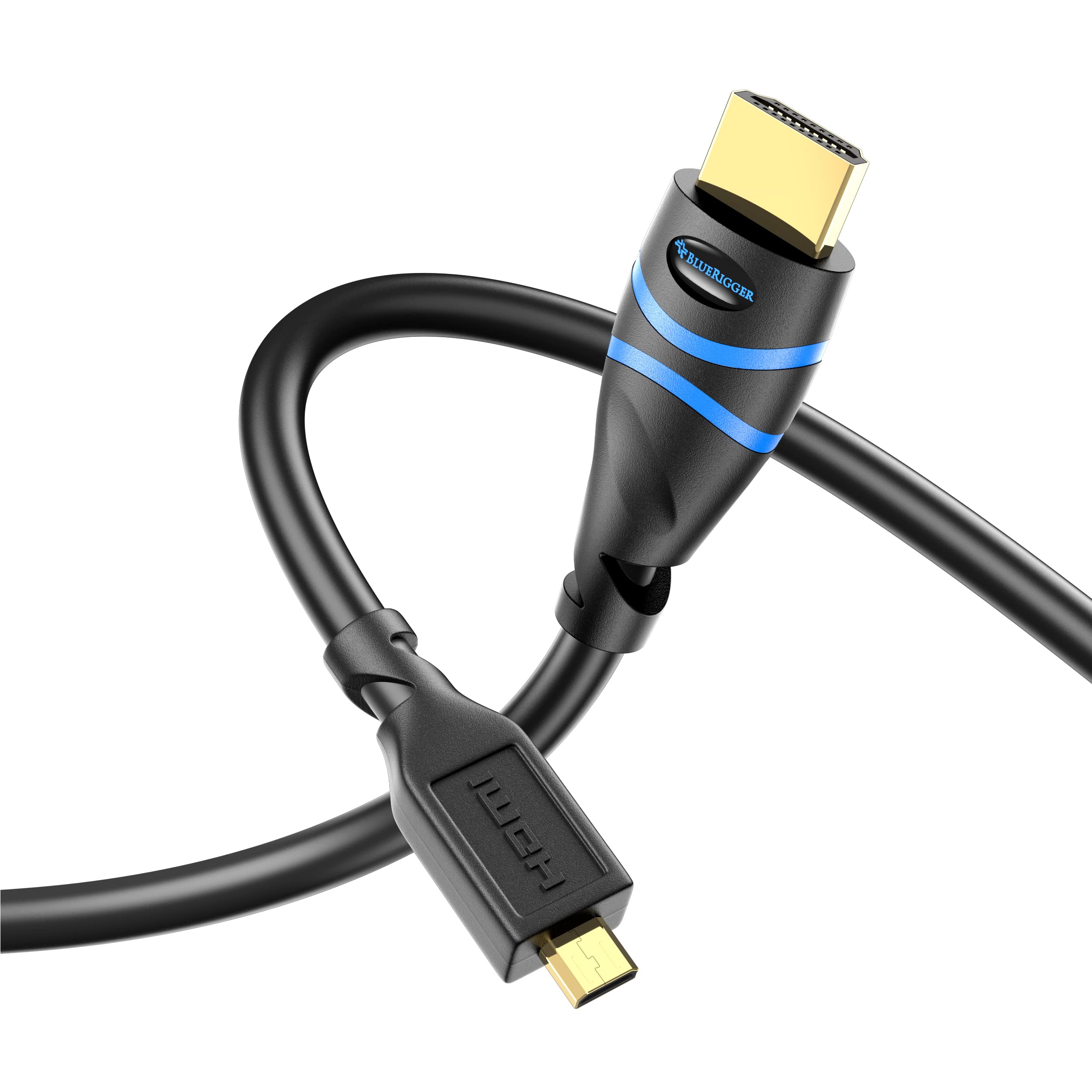 Bluerigger Micro Hdmi To Hdmi Cable (15Ft, 4K 60Hz, Hdr, High Speed, Ethernet)   Compatible With Gopro Hero 7/6/5/4, Raspberry P