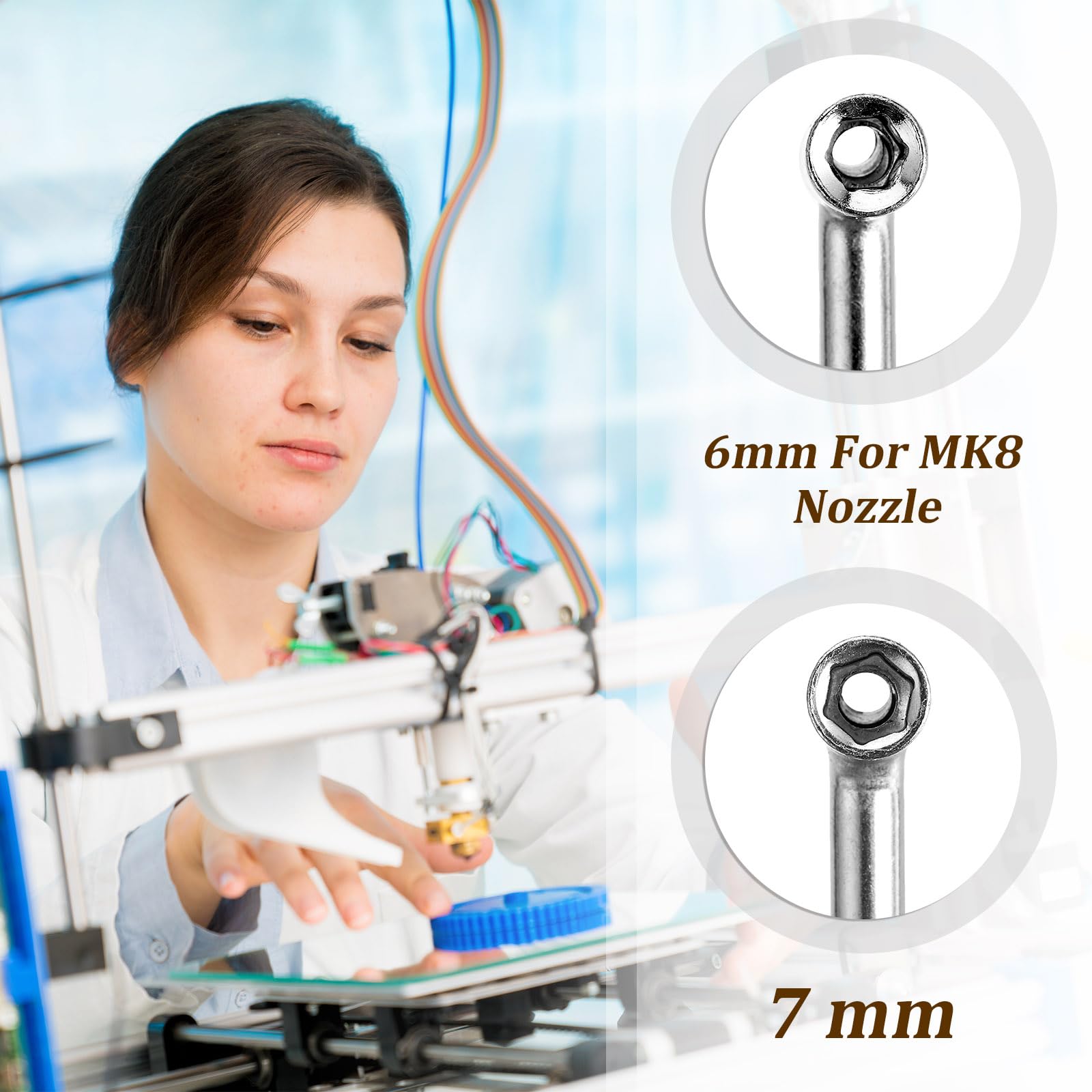 Zhehao 16 Pieces 3D Printer Nozzle Wrench Cleaning Kit,10 Nozzle Cleaning Pins With Storage Box 2 Tweezers 2 Copper Wire Toothbr