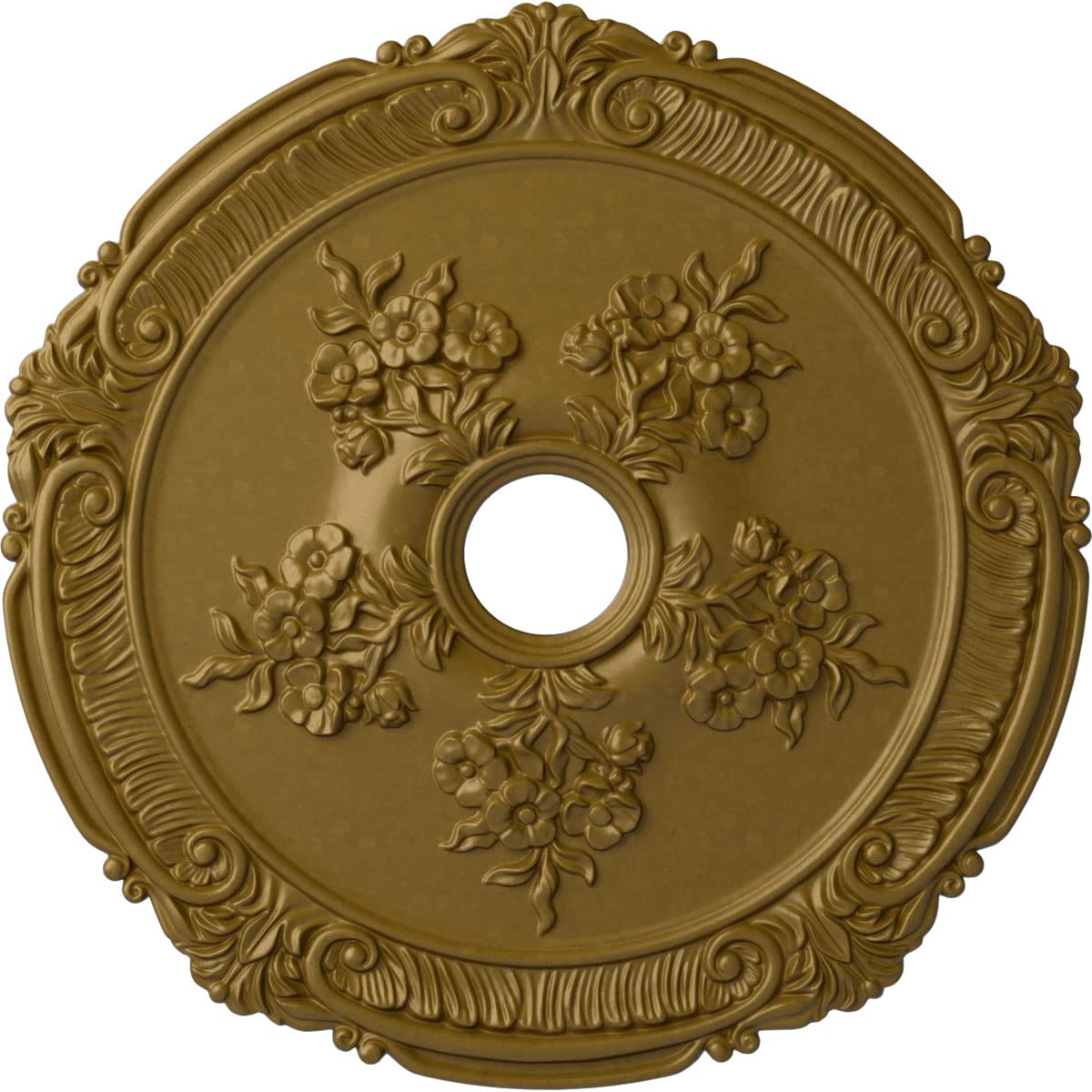 Ekena Millwork Cm26Atgls Attica With Rose Ceiling Medallion, 26''Od X 3 3/4''Id X 1 1/2''P, Hand Painted Gold