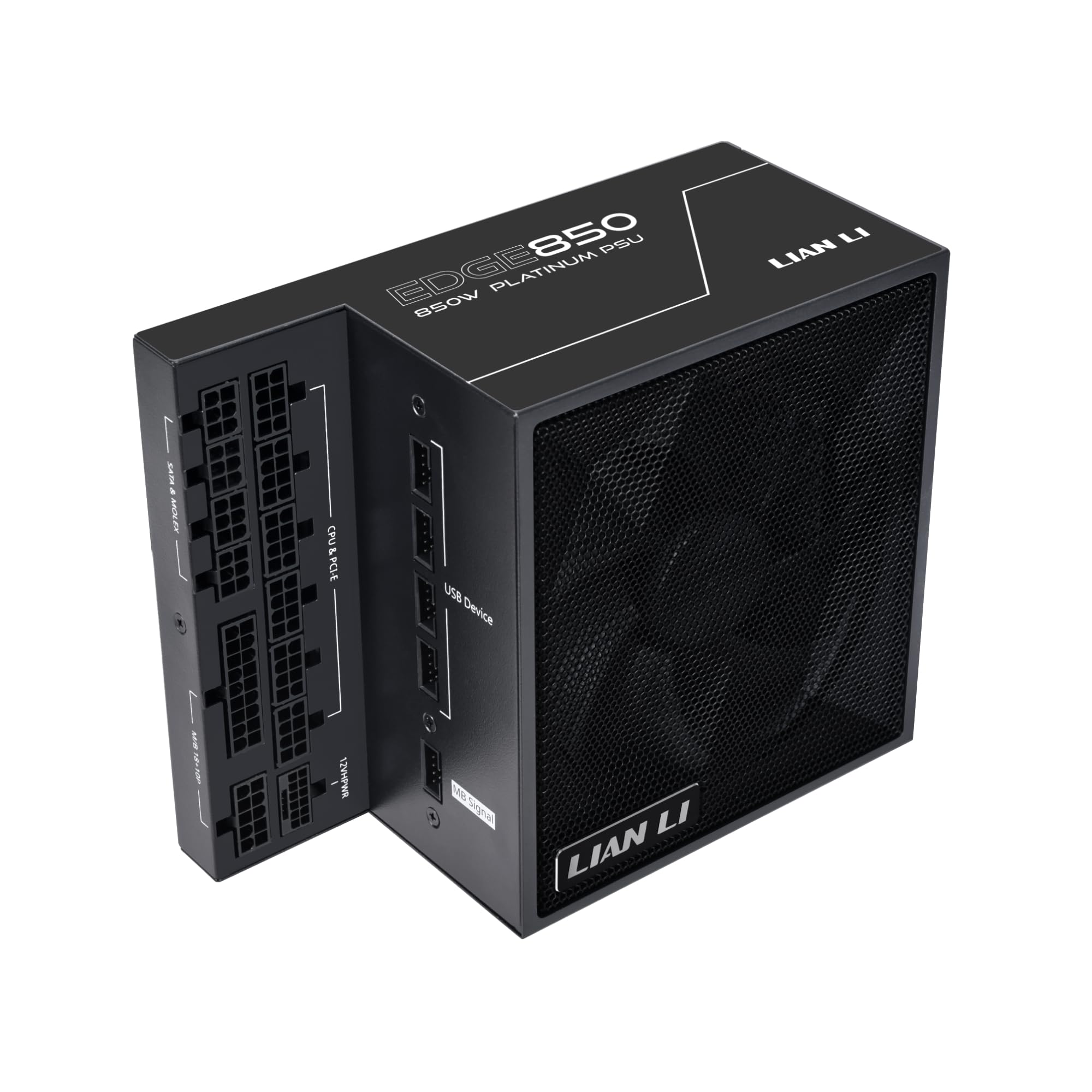 Lian Li Edge Series 850W Full Modular Power Supply 80 Plus Platinum Atx 3.0, 3.1 Pcie 5.1 L Shape Design For Dual Chamber Case 1