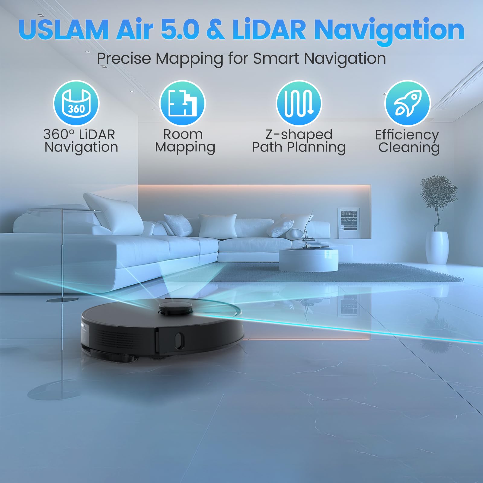 Robot Vacuum And Mop Combo, Self Emptying, 60 Day Capacity, Schedule, 180Mins Runtime, Home Mapping, Wi Fi/App/Alexa/Remote, Rob