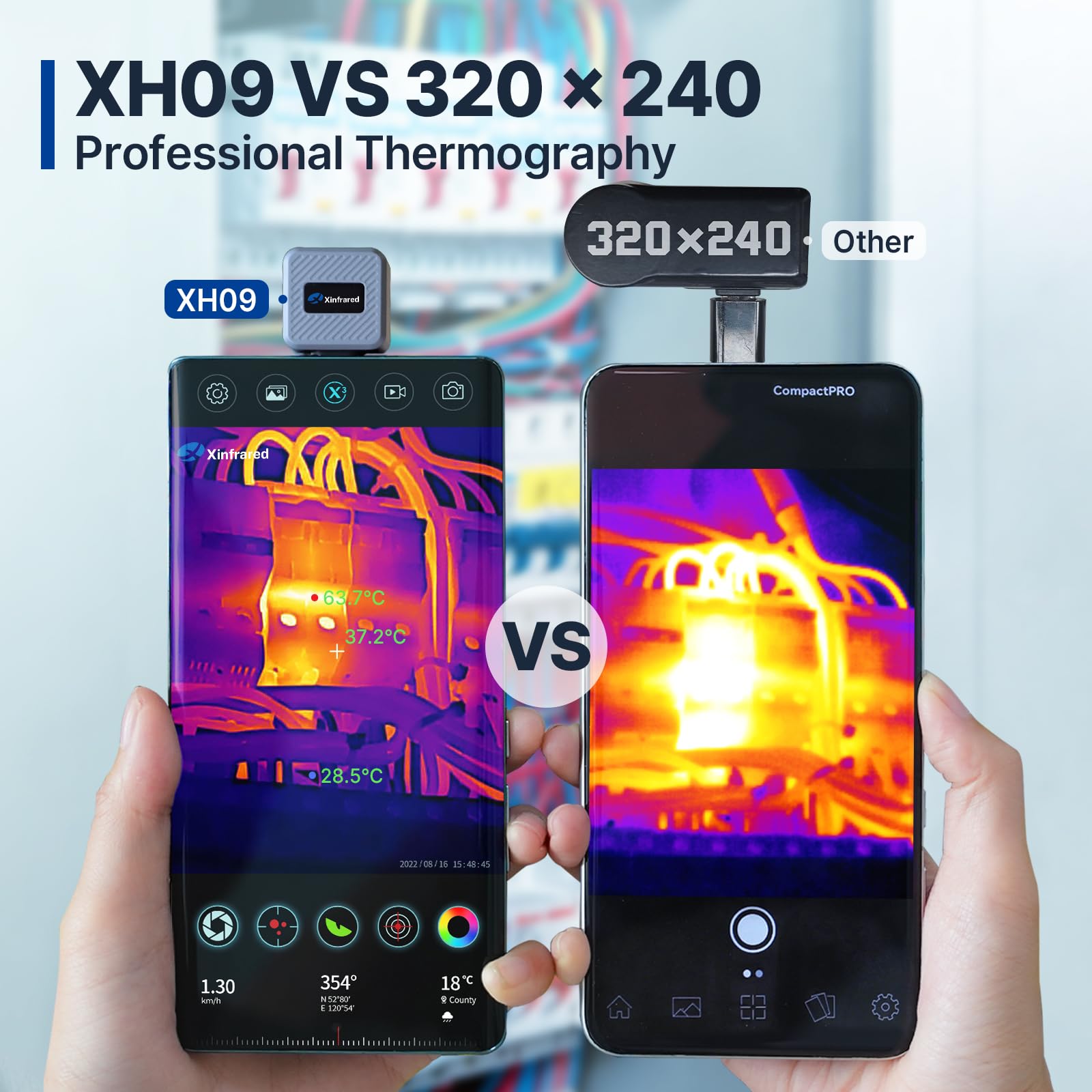 Xinfrared One Xh09 Thermal Night Vision Monocular For Android, Thermal Camera For Cell Phone With 50Hz, See 870M, 15X Zoom Therm