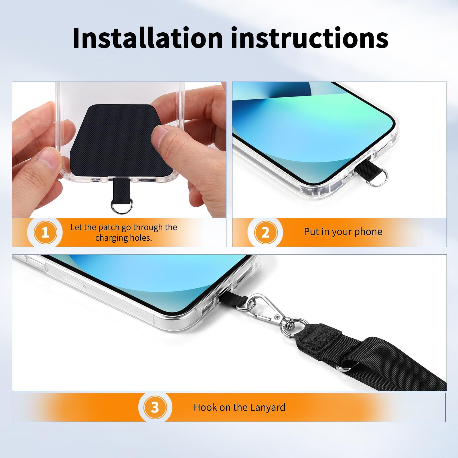 Cacoe Phone Lanyard 2 Pack 2    Adjustable Neck Strap,2    Phone Patches,Universal Cell Phone Multifuctional Patch Lanyards Comp