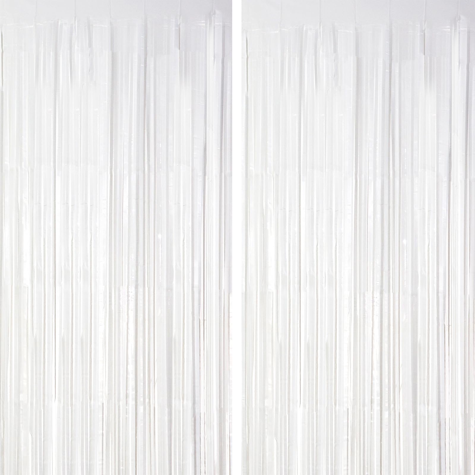 Voircoloria 2 Pack White Tinsel Foil Fringe Curtains, White Party Decorations, Metallic Tinsel Party Streamers Backdrop For Birt