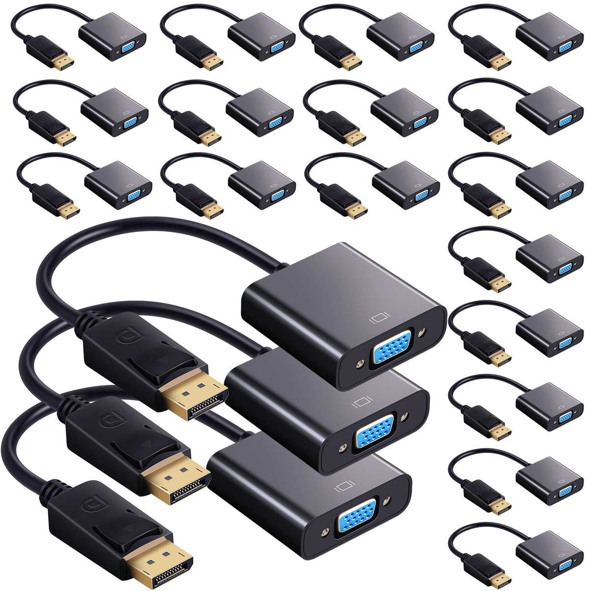 Yunsailing Displayport To Vga Adapters, 20 Pack, Gold Plated, Compatible With Laptop, Monitor, Pc, Projector