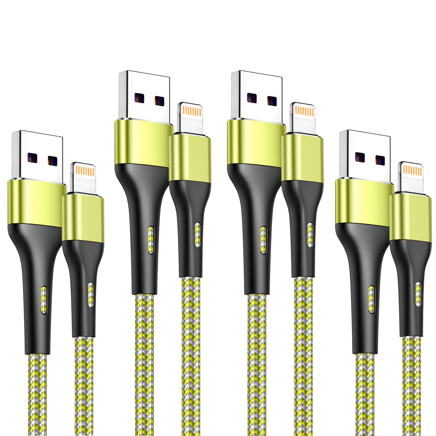 Durcord Phone Charger 4Pack 1.5/3/6/6Ft, [ Mfi Certified] Fast Charging Cable