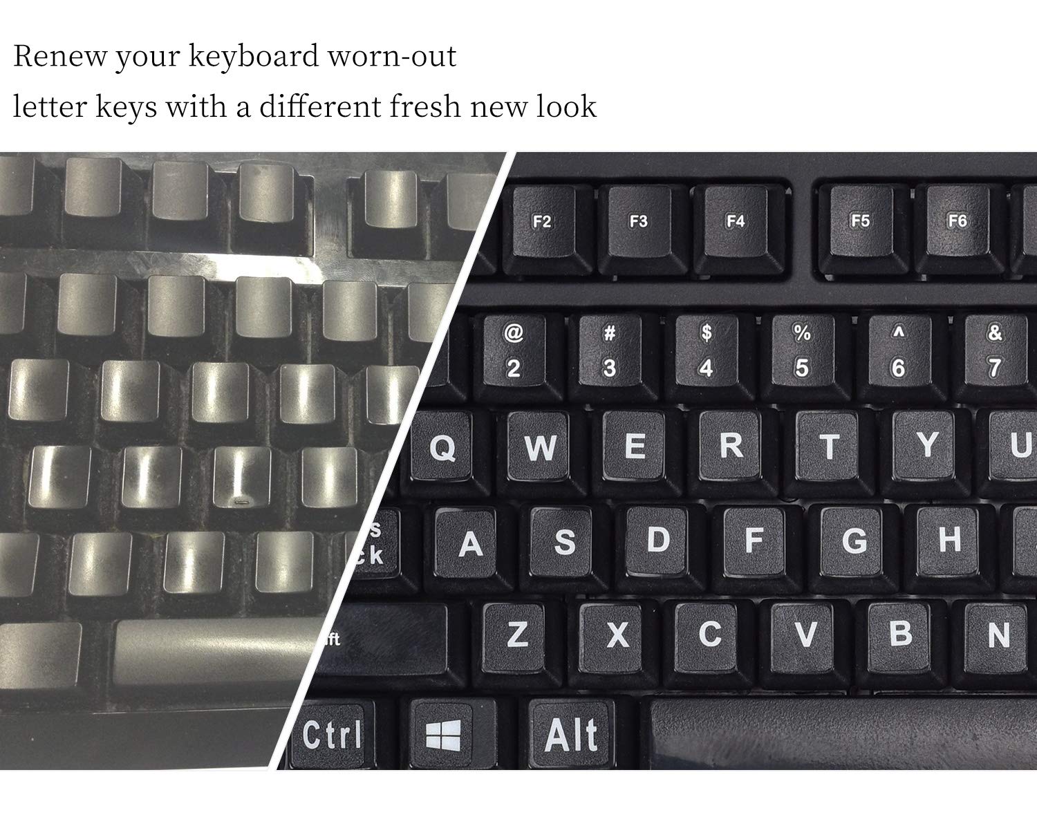 English Keyboard Stickers, Universal Large Letters Computer Laptop Replacement Keyboard Stickers With White Font Black Backgroun