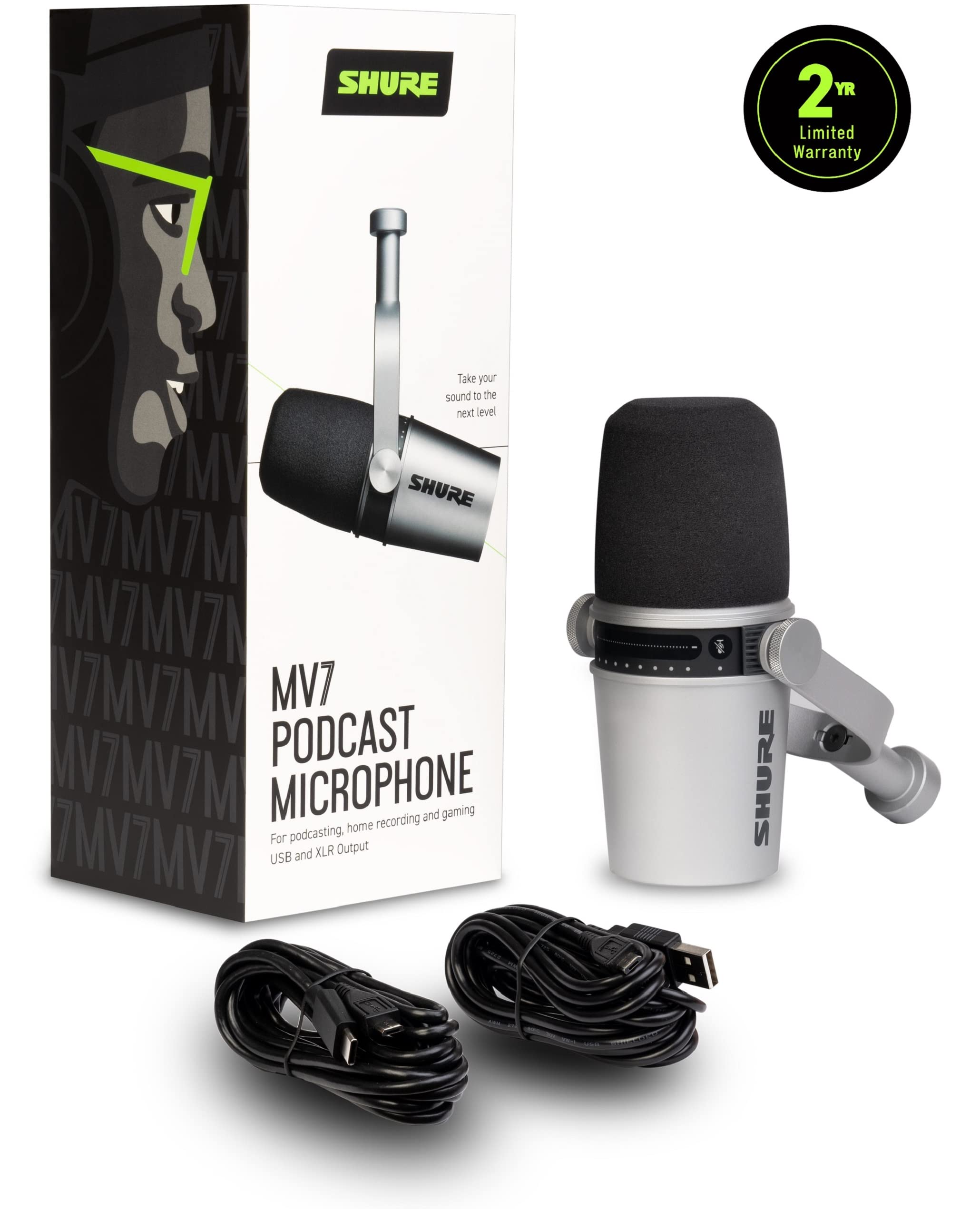 Shure Mv7 Usb Podcast Microphone - Silver