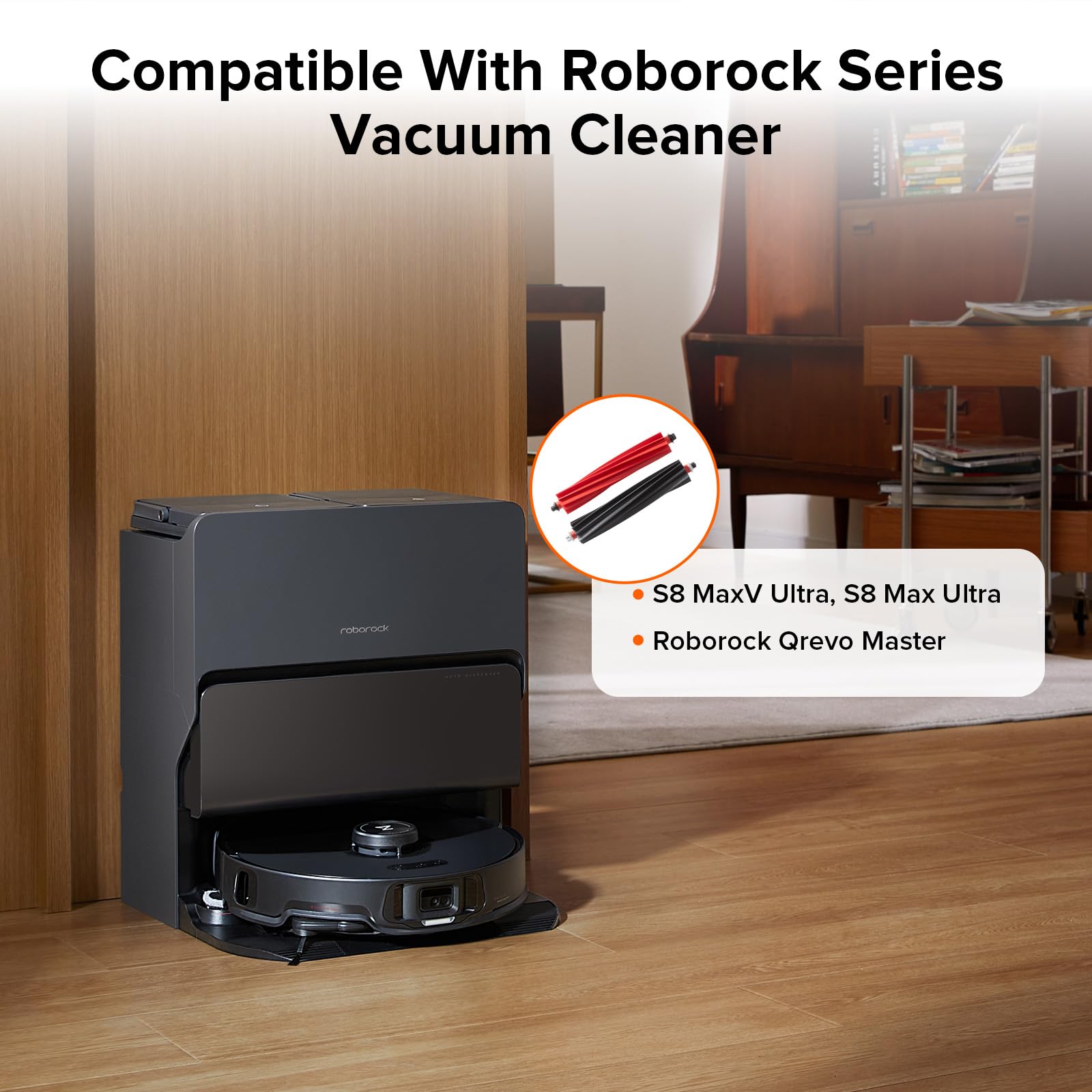 Roborock Dual Main Brush Replacement For S8 Maxv Ultra, S8 Max Ultra, Robot Vacuum Cleaner, Two Roller Brushes Included, Roller