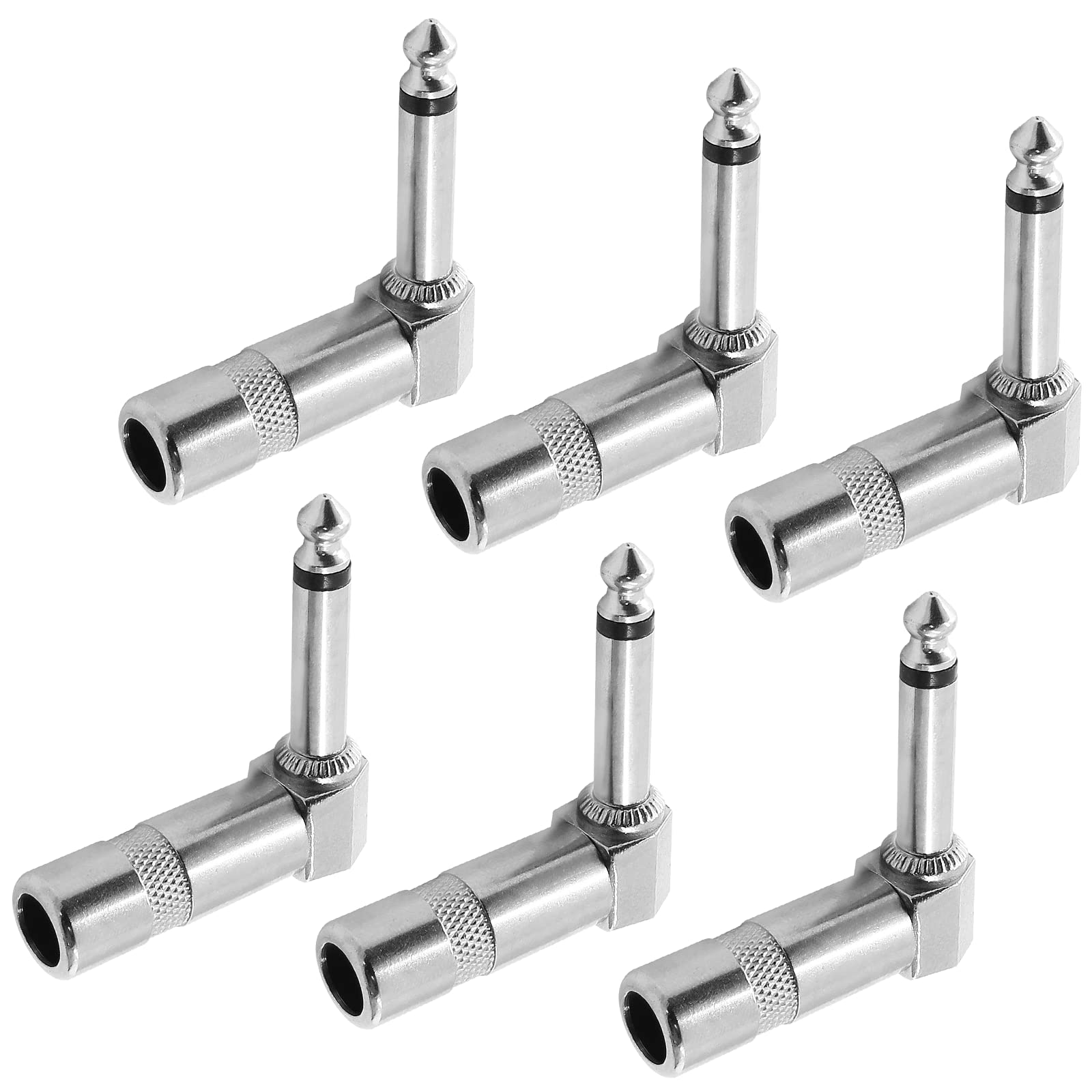 Aracombie Mono 1/4'' Right Angle Plugs 6.35Mm Audio Wire Connectors Video Adapter Guitar Speaker Plug Nickel Finish Right Angle