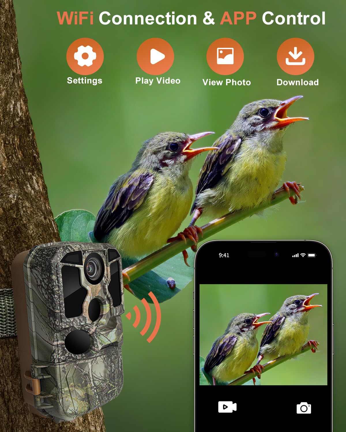 Kjk Trail Camera Wifi 8K 84Mp With 64Gb Memory Card, Game Camera With Night Vision, 0.05S Trigger Motion Activated, Ip67 Waterpr