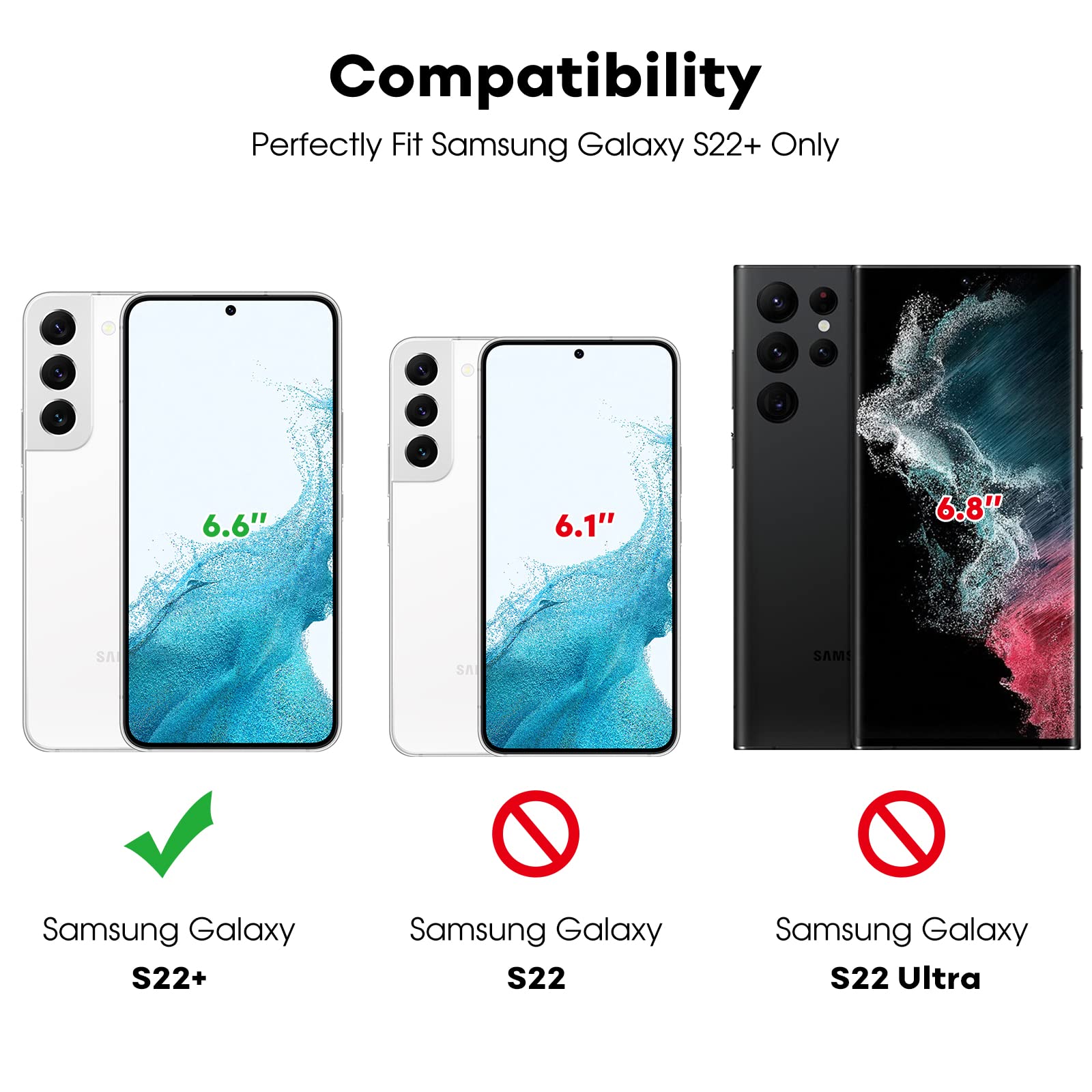 Jetech Screen Protector For Samsung Galaxy S22+/S22 Plus 5G With Camera Lens Protector, Easy Installation Tool, Tempered Glass F