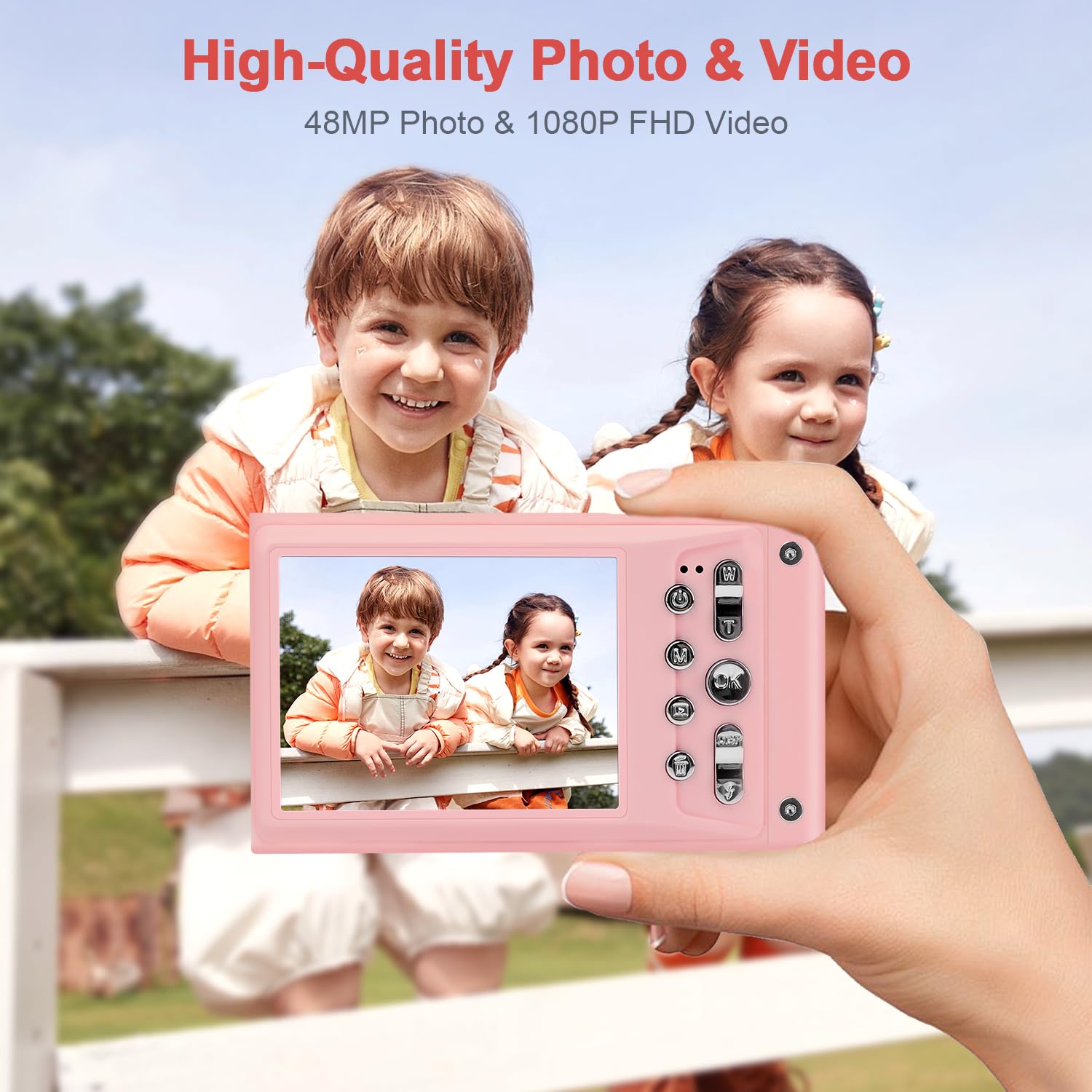 Digital Camera, Fhd 1080P Kids Camera With 32Gb Card, Digital Point And Shoot Cameras With 16X Zoom Anti Shake, 48Mp 2.8 Inch Lc