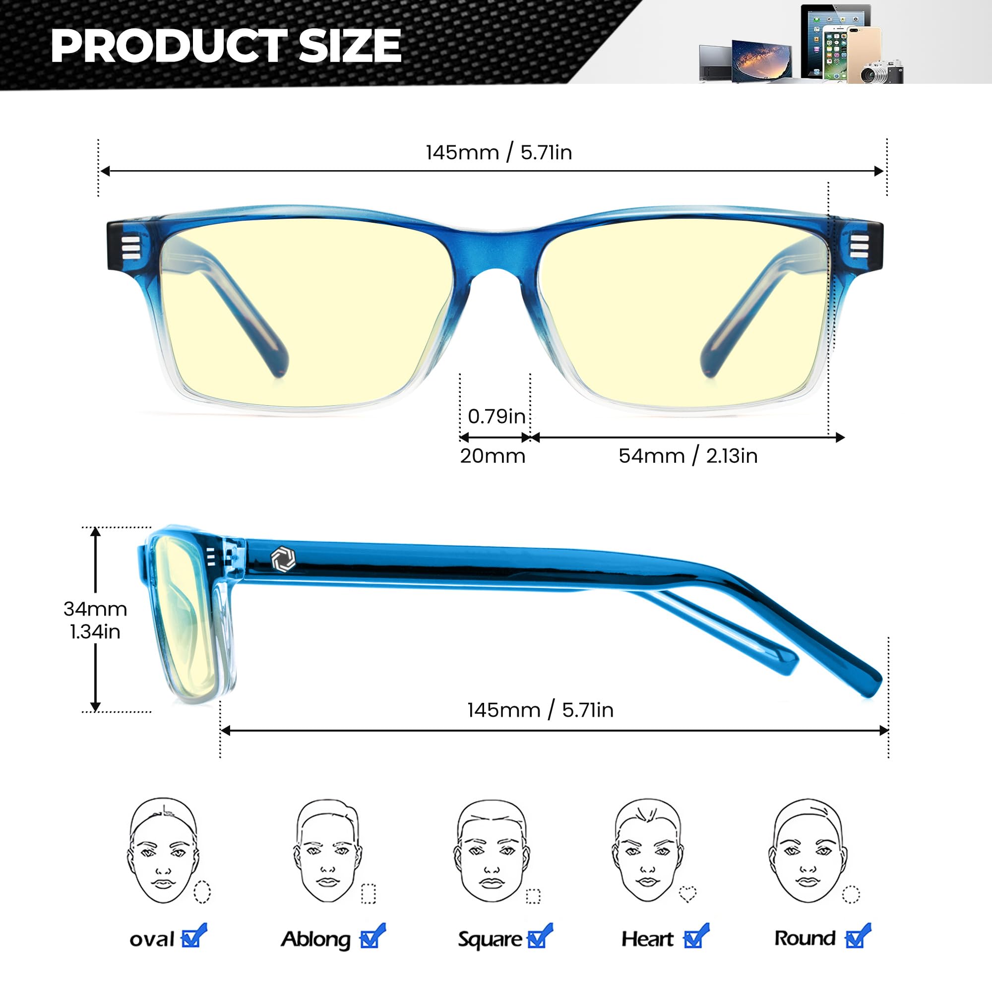 Anyluv Blue Light Glasses For Men & Women, Lightweight Stylish Blue Light Blocking Glasses, Eye Strain Relief Eye Protection