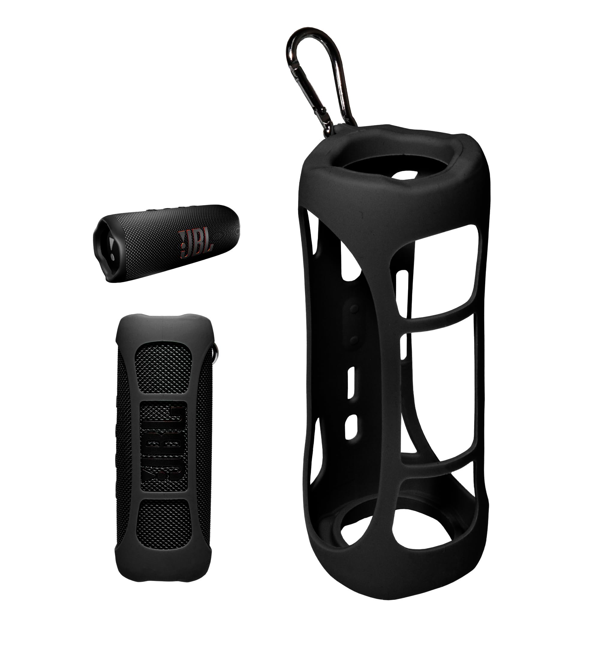 Silicone Cover Skin For Jbl Flip 6 Portable Bluetooth Speaker By Alltravel, Portable Full Protection Solution, Customized Skin With Color And Shape Matching (Black)