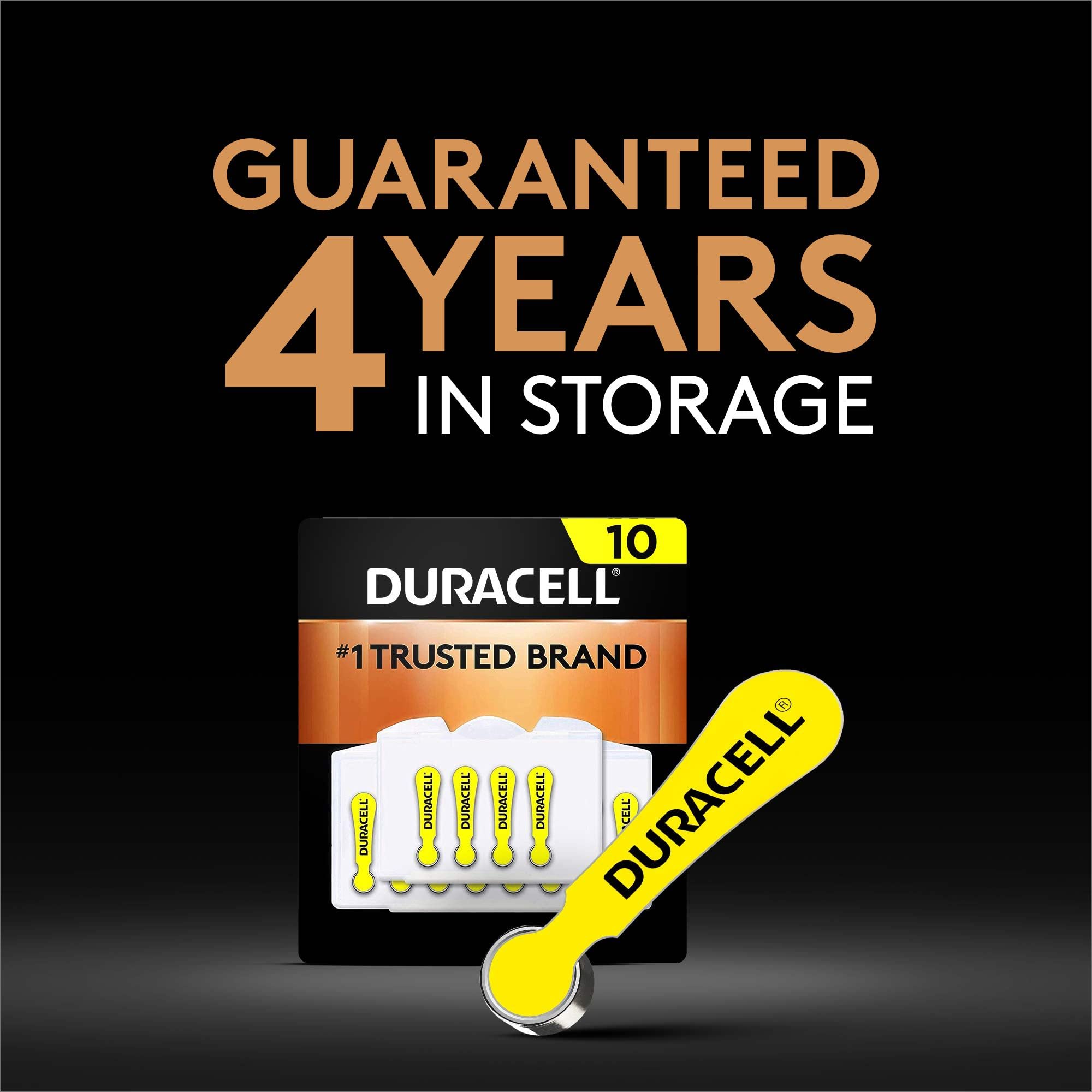 Duracell Hearing Aid Batteries Yellow Size 10, 12 Count Pack, 10A Size Hearing Aid Battery With Long Lasting Power, Extra Long E