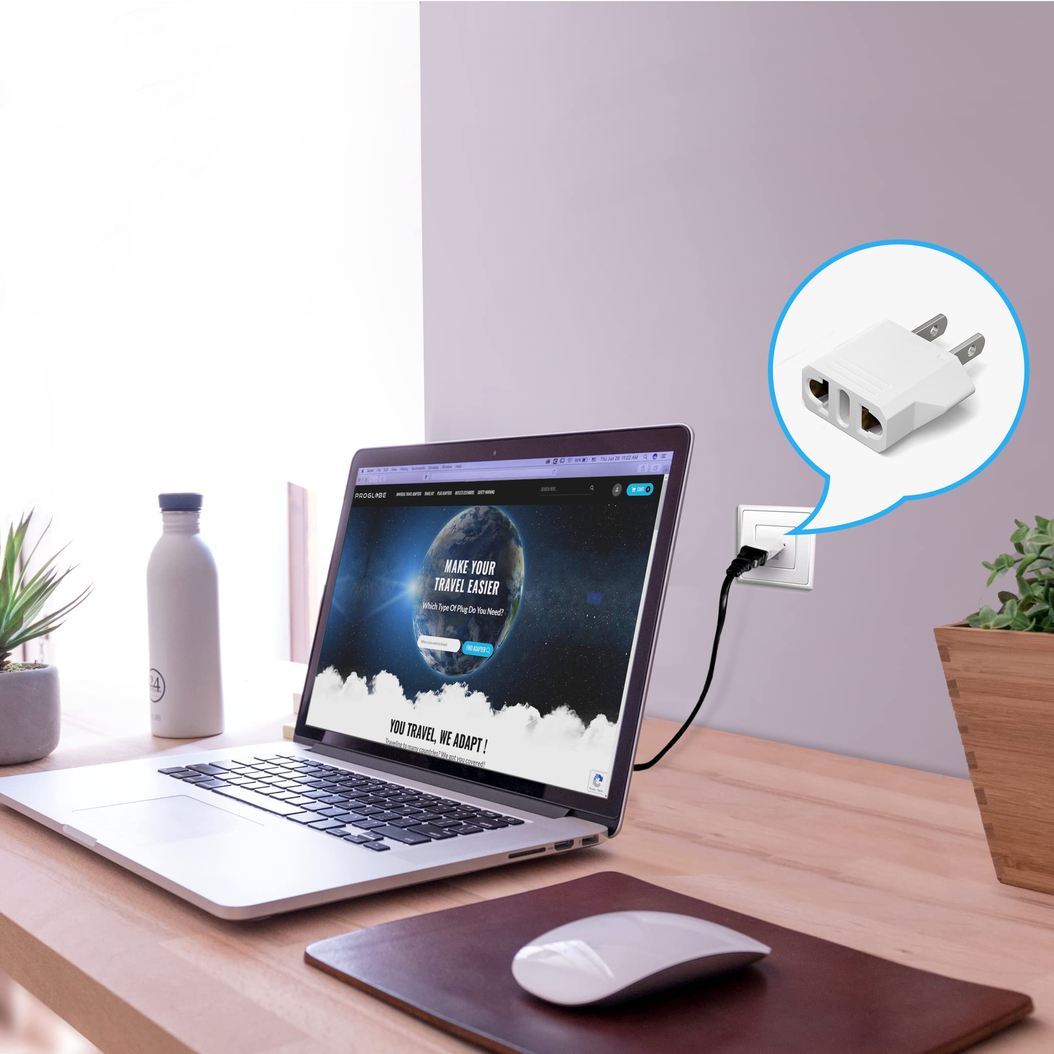 European To American Outlet Plug Adapter, Unidapt Eu Europe To Us Usa Travel Adapter Plug Power Converter, Eu/Asia/Au/Italy To U