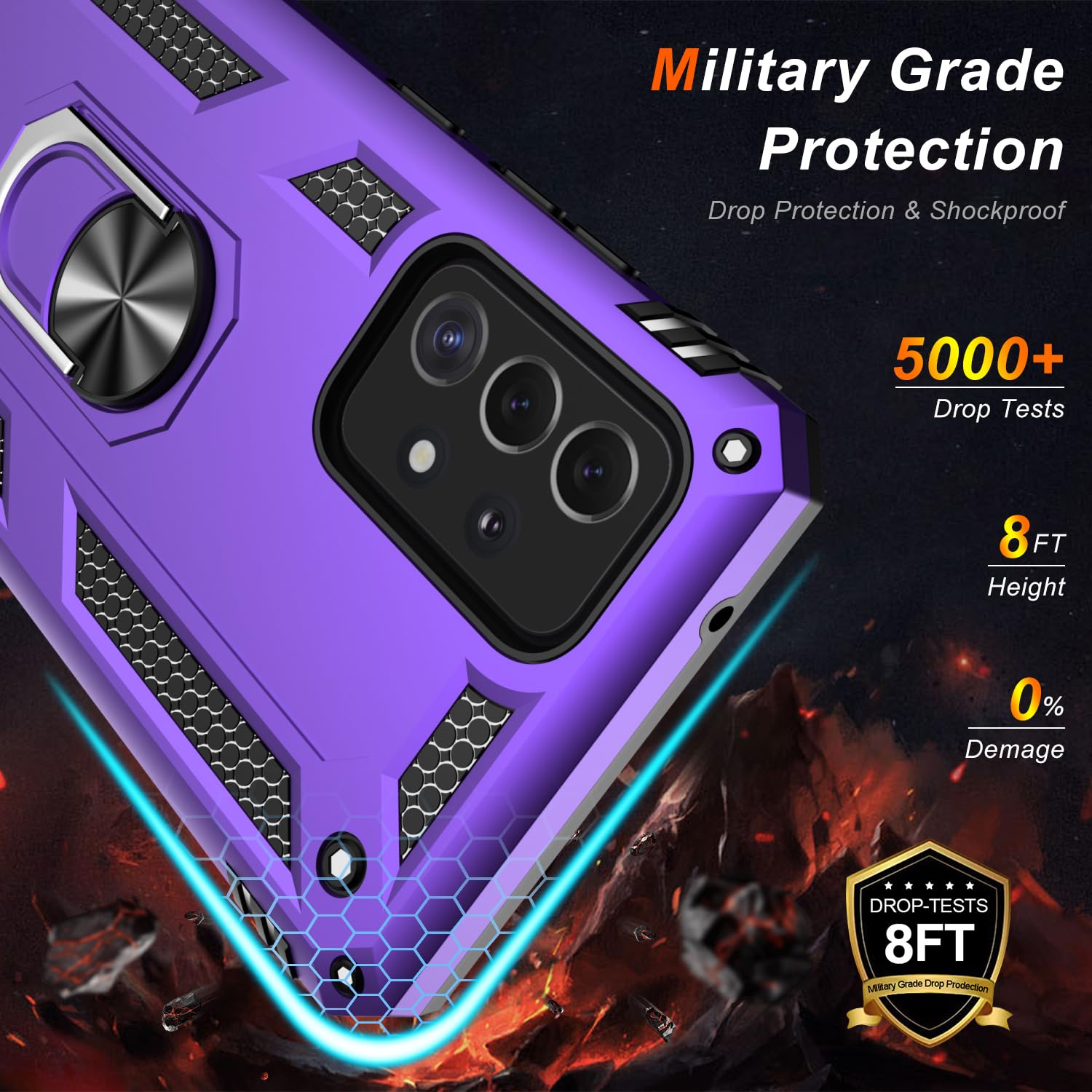 Lumarke For Galaxy A73 Case With Screen Protector,Pass 16Ft. Drop Tested Military Grade Protective Phone Cover With Magnetic Rin