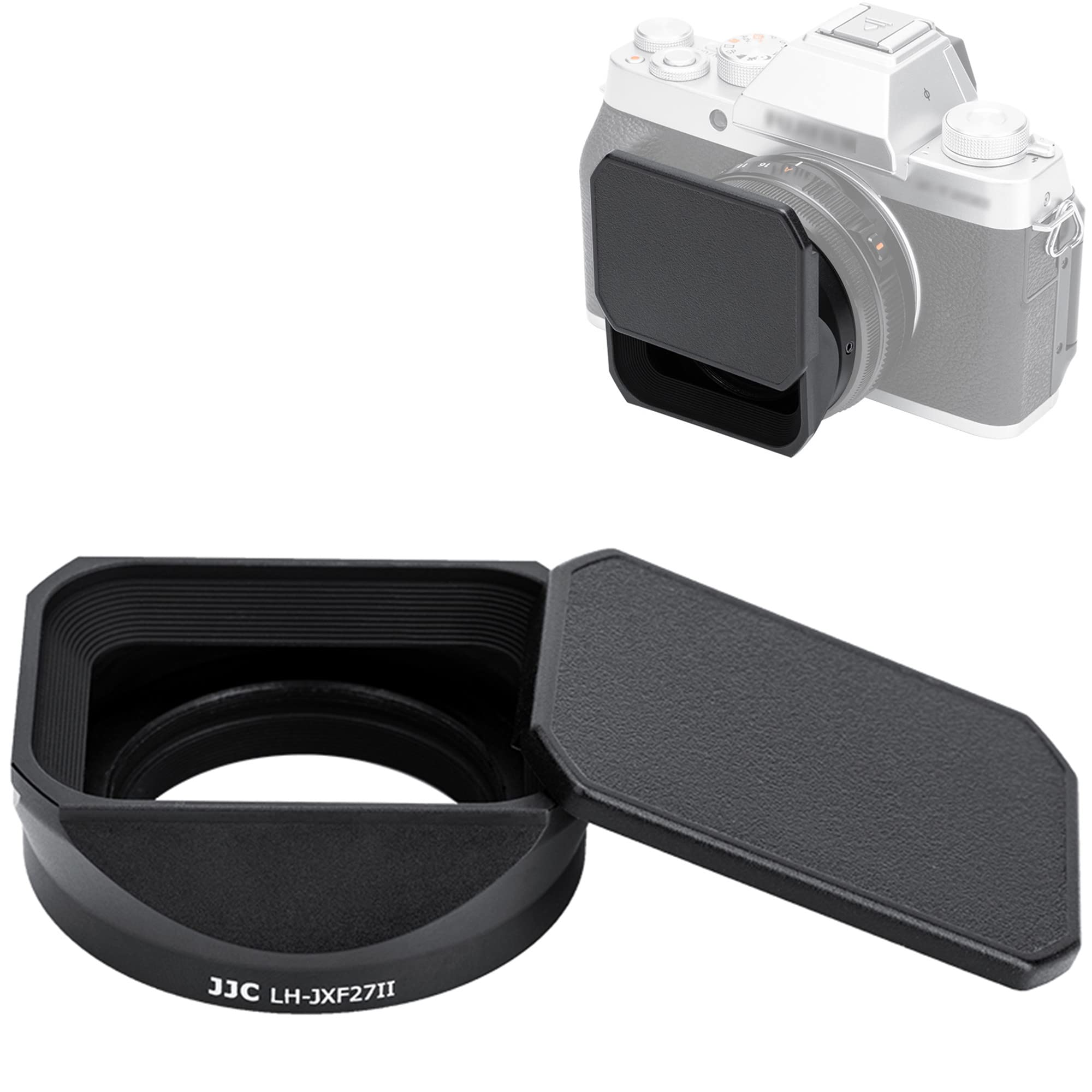 Jjc Square Metal Camera Lens Hood Cover With Lens Cap Replaces Fuji Lh Xf27 For Fujifilm Xf 27Mm F2.8 R Wr & Fujifilm Xf 27Mm F2