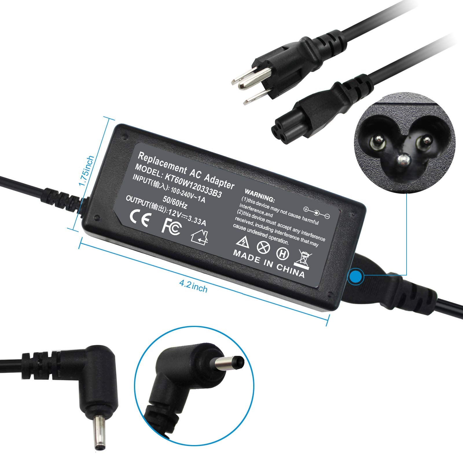 Pa 1250 98 Charger Compatible With Samsung Chromebook 3 2 Xe500C13 Xe501C13 Xe503C12 Xe500C12 K01Us K02Us K03Us K04Us K05Us K06Us S01Us S02Us S03Us,Np930X2K,Tab 3 300T 700T 500T Ba44 00322A W14 026N1A