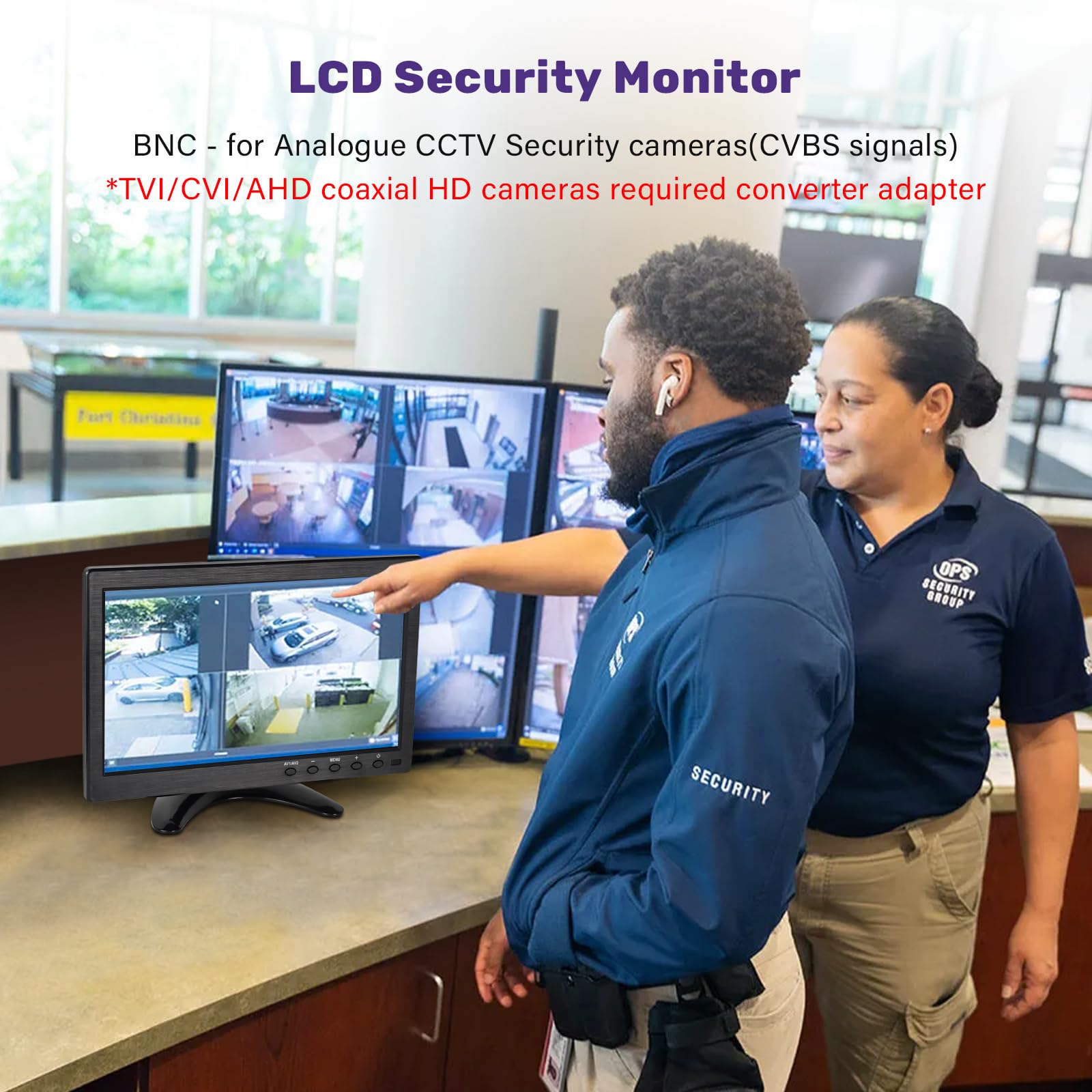 Oscy 10.1 Inch Small Monitor, Security Monitor With 1366X768 Resolution 60Hz Ips Cctv Monitor Support Hdmi/Vga/Av/Bnc For Gaming