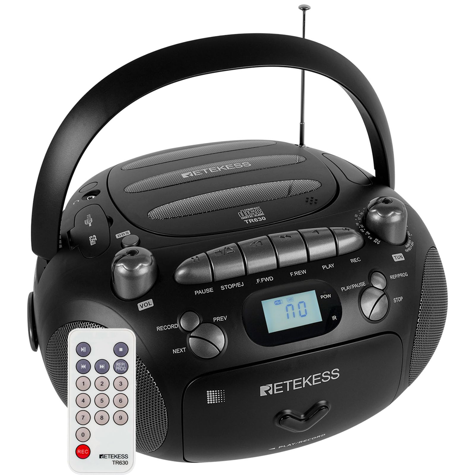 Retekess Tr630 Cassette Tape Player, Cd Boombox Radio, Portable Cd And Cassette Player Combo, Recording Transcription, Usb, Micr