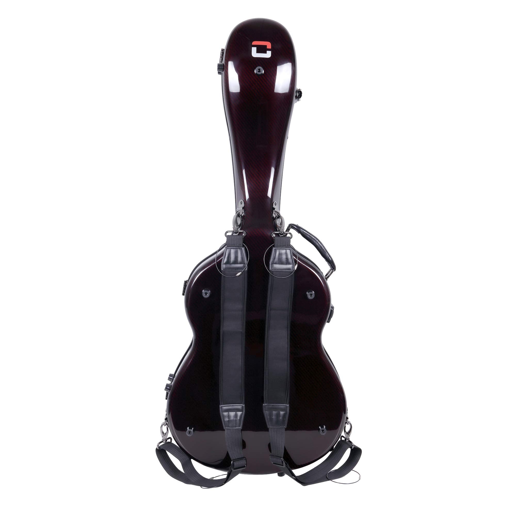 Crossrock Air 4/4 Classical Guitar Flight Case, 100% Carbon Fiber Hard Shell With Backpack And Protective Cover, Red (Crf6020Crd