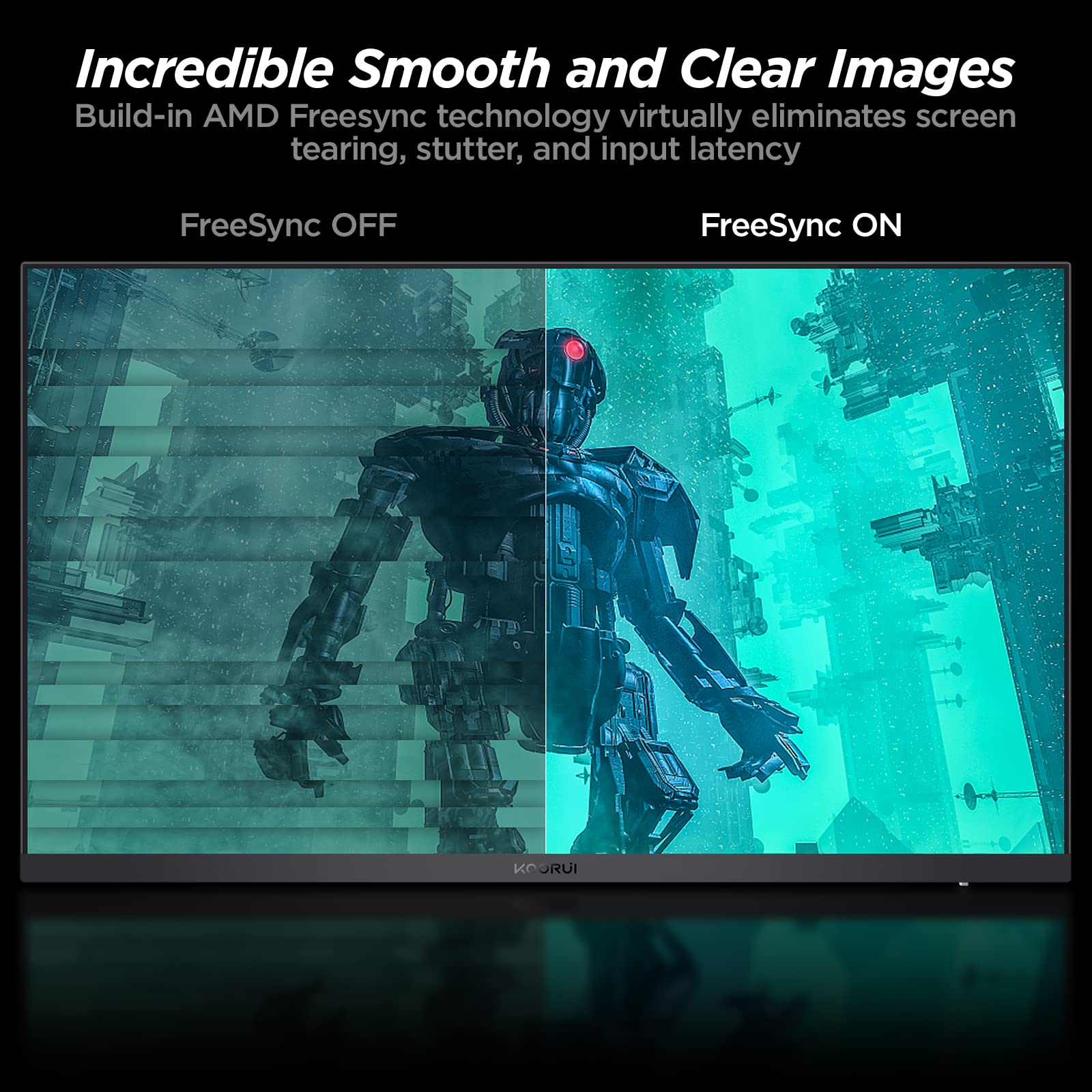 Koorui Monitor, 27'' Qhd Ips Gaming Monitor, 170Hz, 1Ms, Hdr400, Compatibility G Sync And Freesync, Tilt Pivot Swivel Vertical H