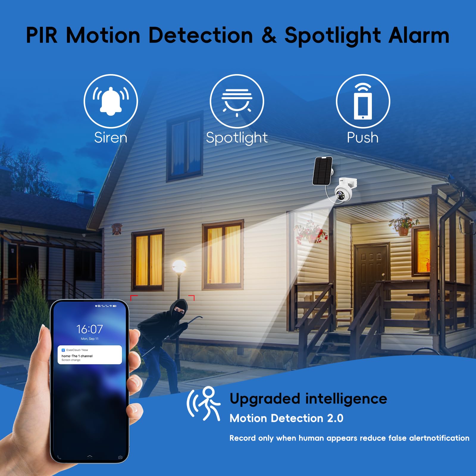 Solar Security Camera System Outdoor With 10In Lcd Monitor,4 Cam Kit Wireless, Battery Powered Cameras For Home Security With 12