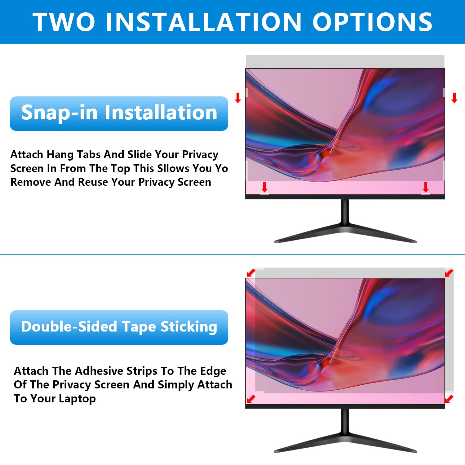 Halloive Computer Privacy Screen 27 Inch, Removable 16:9 Aspect Ratio Widescreen Monitor,Eye Protection Anti Blue Light Slide Mo