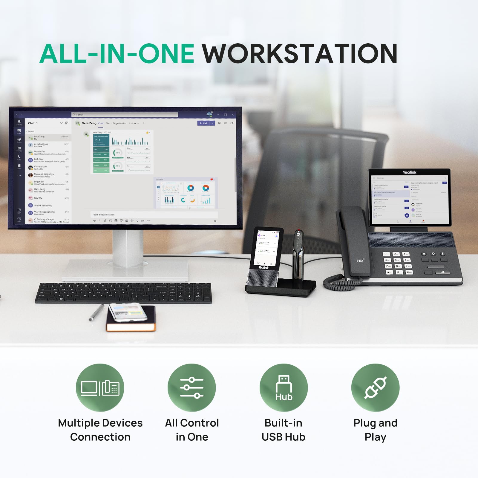 Yealink Wh67 Wireless Dect Headset Upgrade,Teams Certified,Compatible With Desk Phone, Pc, Mobile Phone, Office Single Ear (Mono