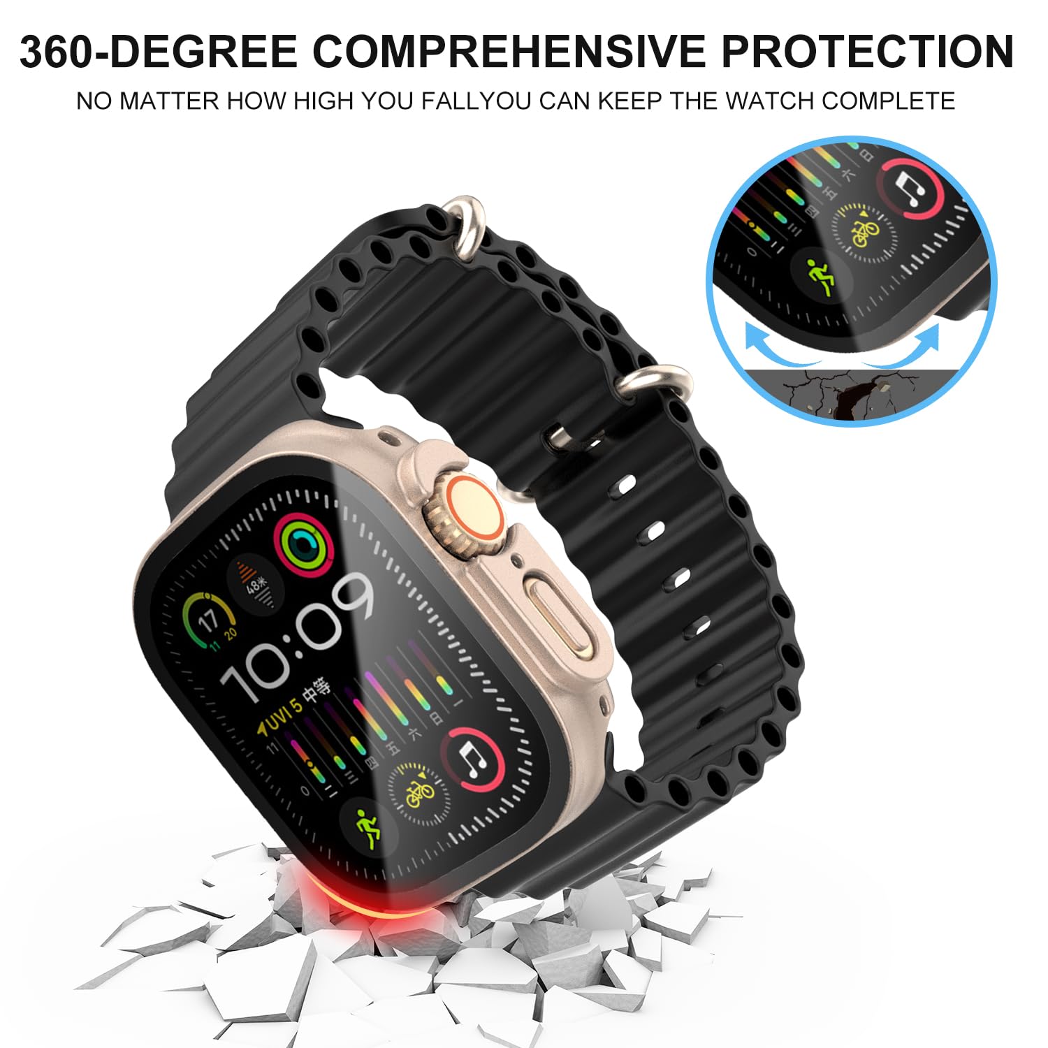 [9 Pack] Pocoukate Case Compatible With 49Mm Apple Watch Ultra & Ultra 2 With Tempered Glass Screen Protector Full Scratch Resis