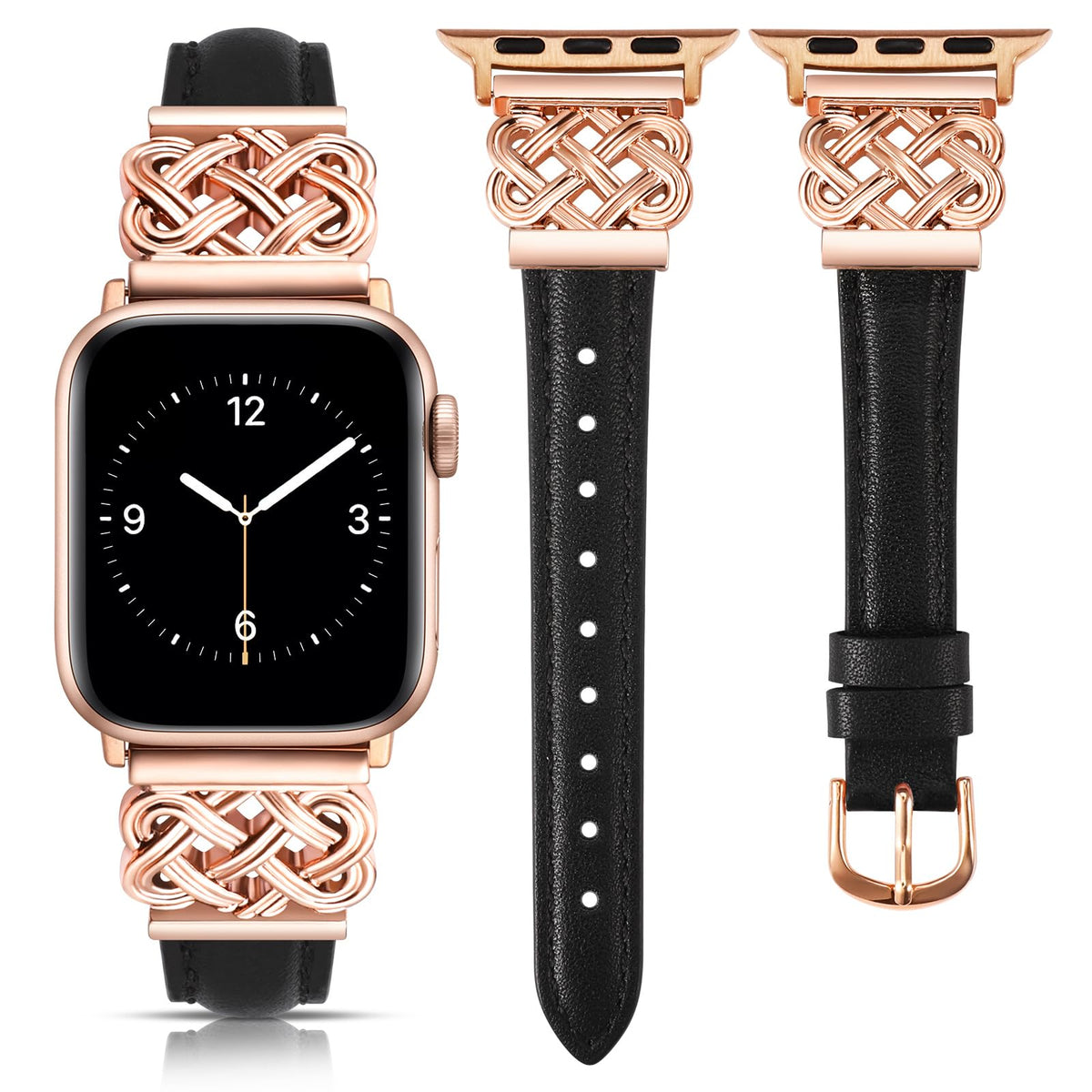 Toyouths Leather Band Compatible With Apple Watch Bands Women 38/40/41/42Mm Dressy Slim Thin Strap With Designer Interlock Buckl