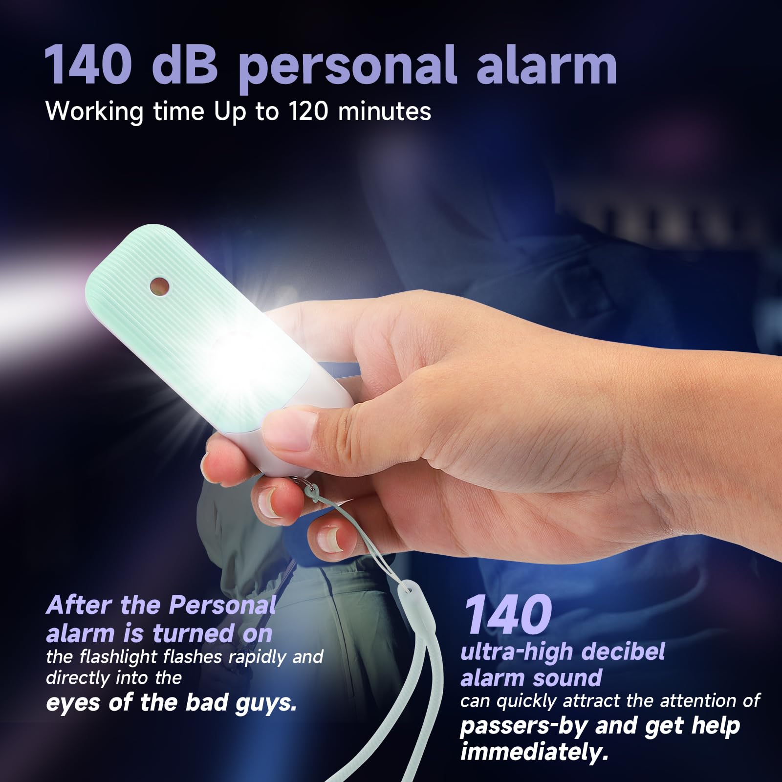 Personal Safety Alarm For Women   140Db Self Defense Keychains Siren Whistle With Sos Led Strobe Light Personal Emergency Securi
