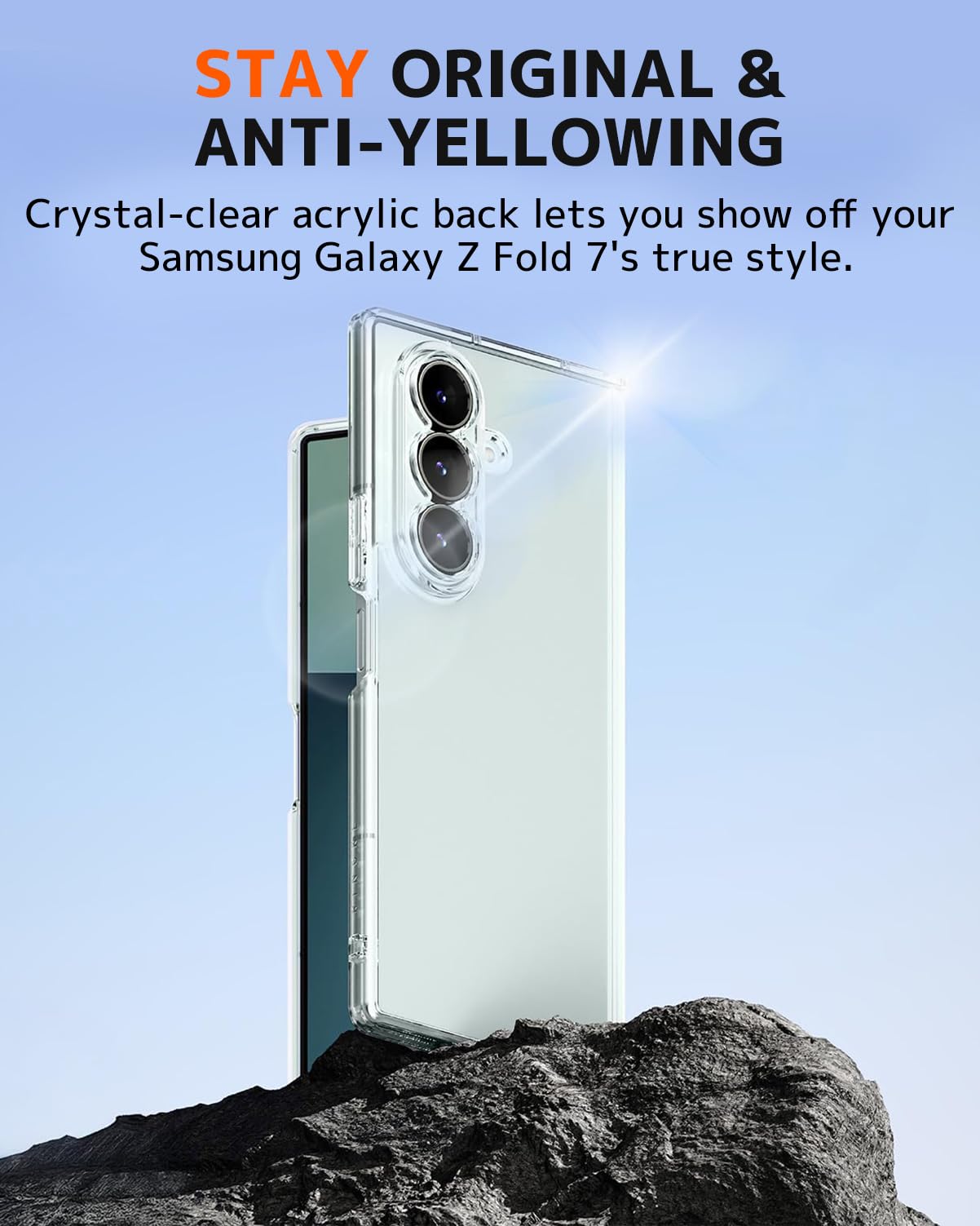 Ninki Transparent Cover For Samsung Galaxy Z Fold 7 Case Clear With Screen Protector,Hard Full Body Shockproof Crystal Slim Hing