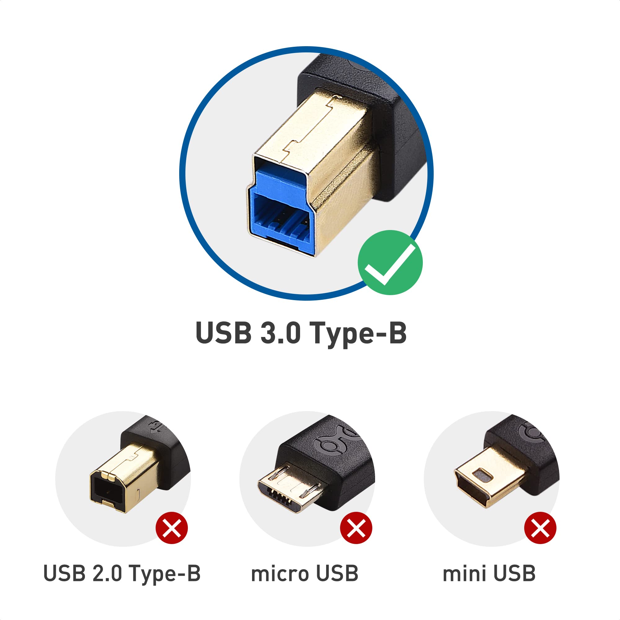 Cable Matters USB C to USB B 3.0 Cable   3.3ft, USBC to USB Type B 3.0 Cable, USB B to USB C, Black