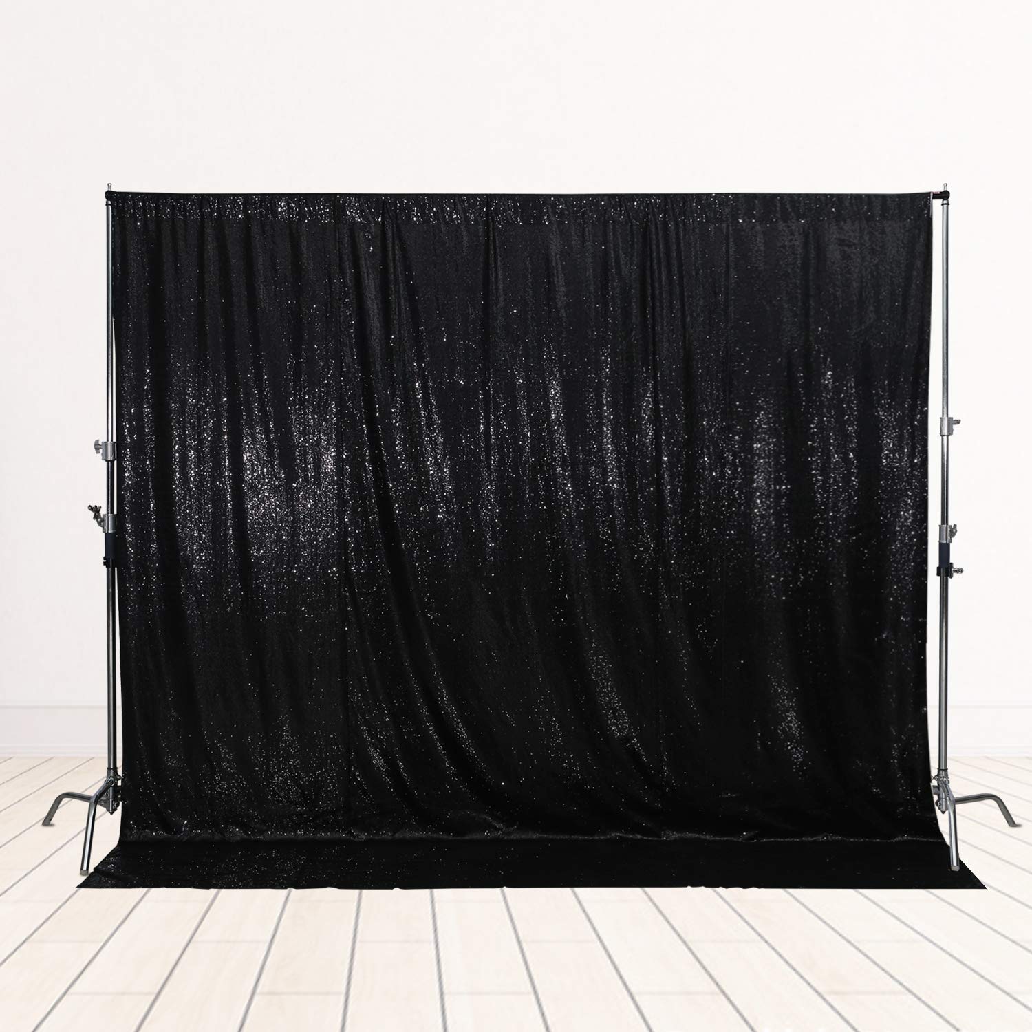 Squarepie Sequin Backdrop Not See Through Thick Background Glitter Curtain For Party 6Ft X 6Ft Black