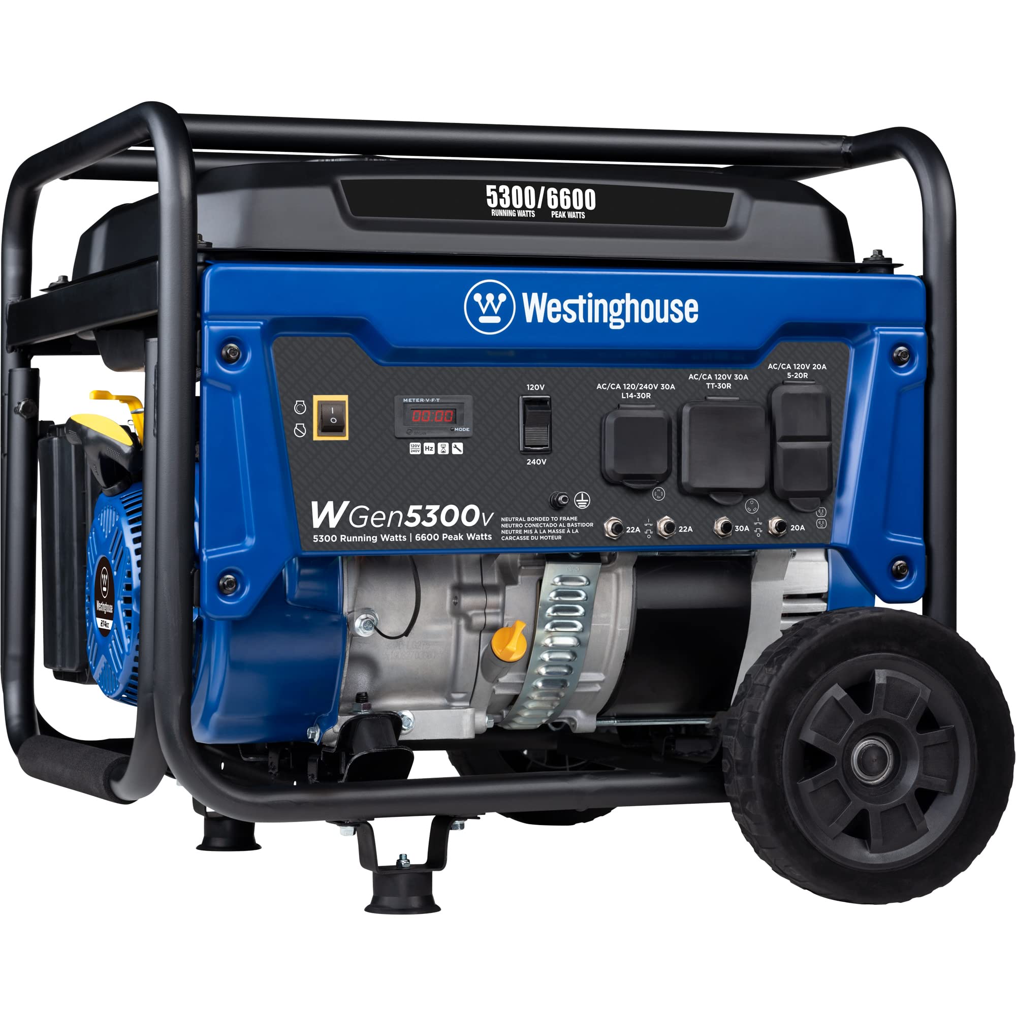 Westinghouse Outdoor Power Equipment 7500 Peak Watt Home Backup Portable Generator, Transfer Switch Ready 30A Outlet, Gas Powere