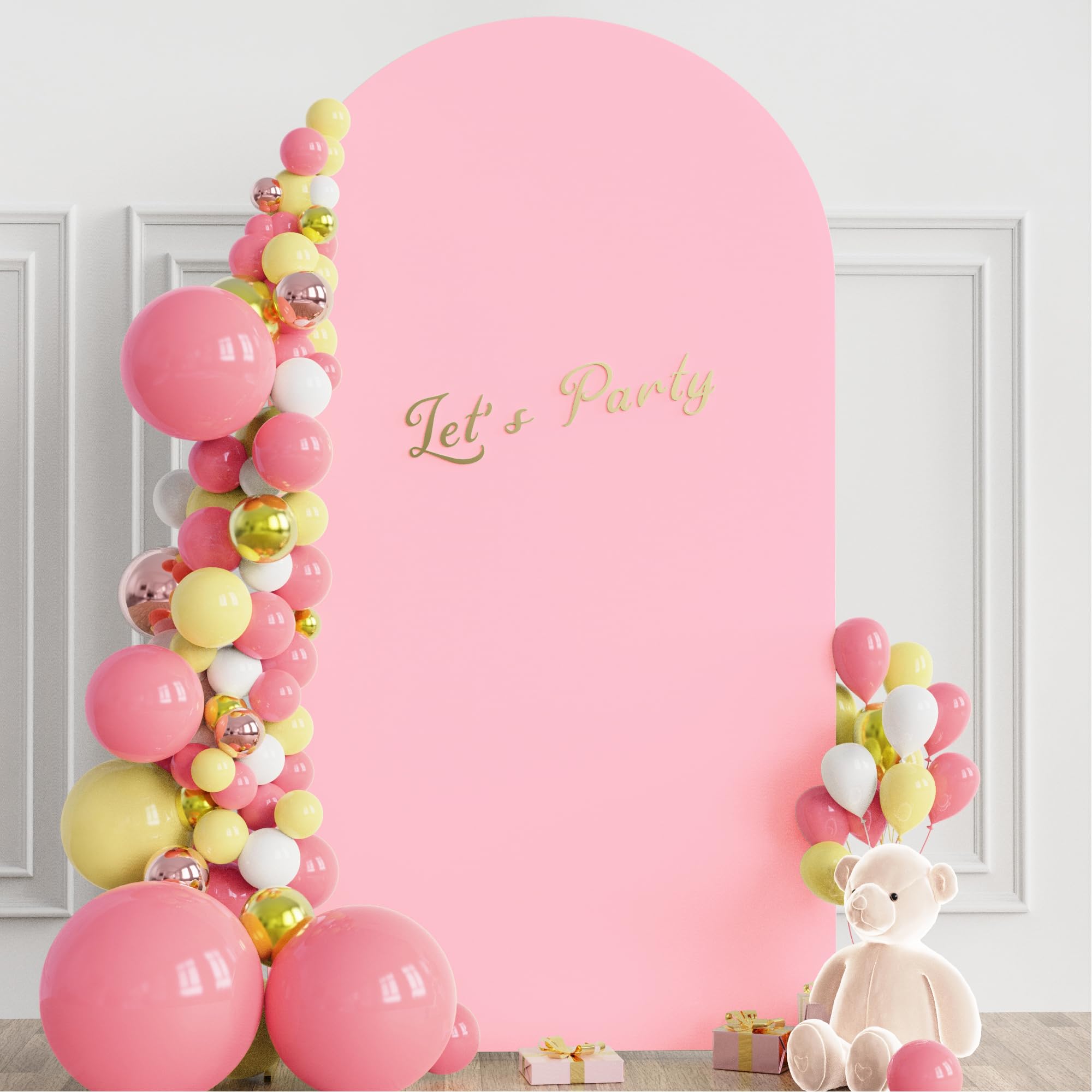 Wokceer 7.2Ft Spandex Fitted Arch Stand Covers Round Top Chiara Backdrop Cover For Birthday Party Ceremony Banquet Decoration Pi