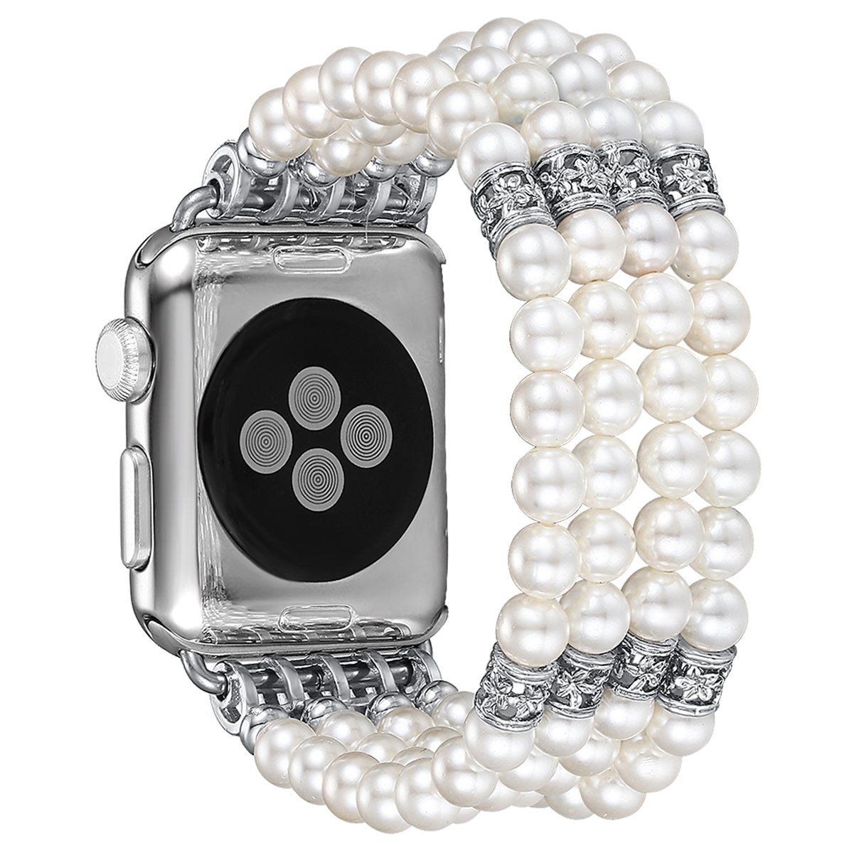 Fastgo Compatible With Pearl Apple Watch Bands 38Mm 40Mm 41Mm Women, Fancy Elastic Beaded Pearl Replacement Band Bracelet For Iw