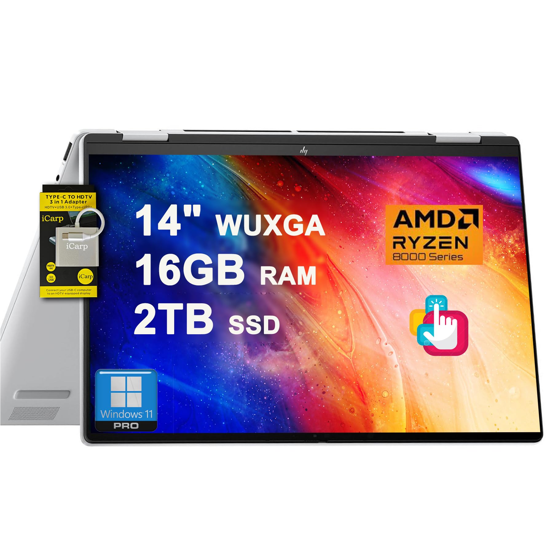 Hp Envy X360 2 In 1 Laptop 14'' Wuxga Touchscreen Amd Zen 4 6 Core Ryzen 5 8640Hs Up To 16 Tops (>I7 1255U) 16Gb Ram 2Tb Ssd For