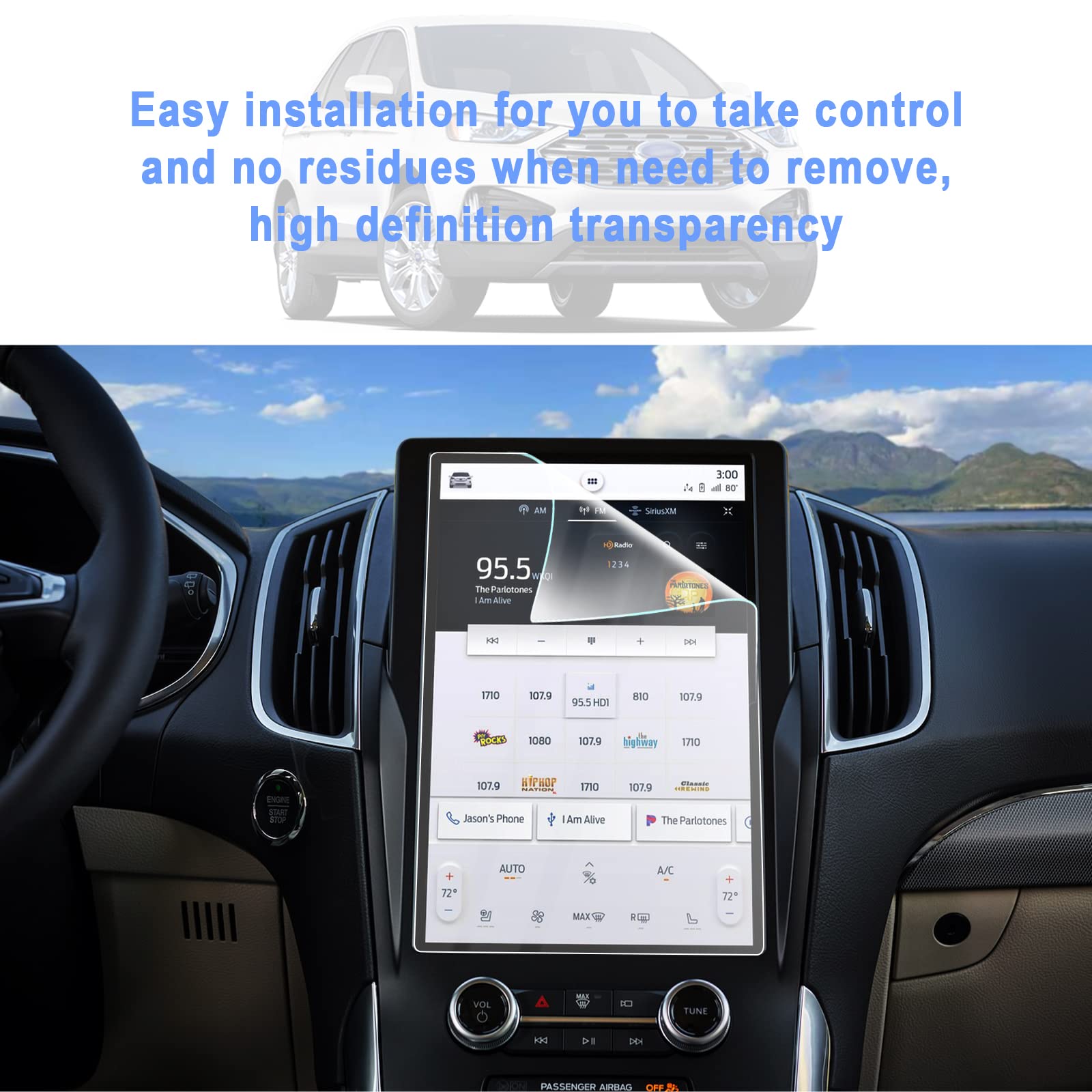 Luwu For 2021 2024 Ford Edge Sync4 Screen Protector 12Inch 2023 2024 Ford Edge Accessories Infotainment Display Ford Edge Screen Protector Foils Pet Plastic 2022 Ford Edge Touchscreen Protective