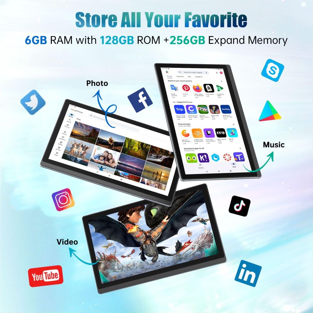 14.1 Inch Android 12 Tablet, 2023 Computer Meswao Big Tablet With 1080P Ips Hd Display, Large Screen Tablet With 8 Core, 6+128G,