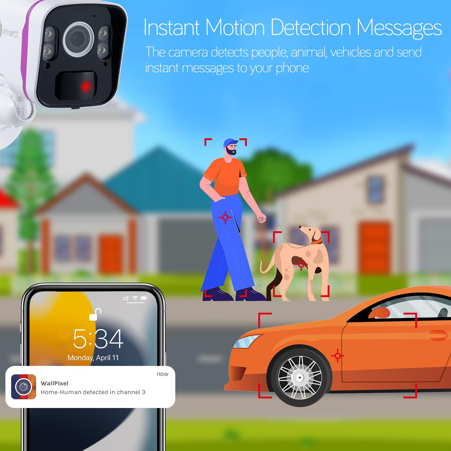 Xmarto Wifi 6 Wire Free Solar Home Security Camera System Wireless, 4 Cam 4Mp Qhd Cctv Camera Kit With 10Ch Expandable 4K Wifi N