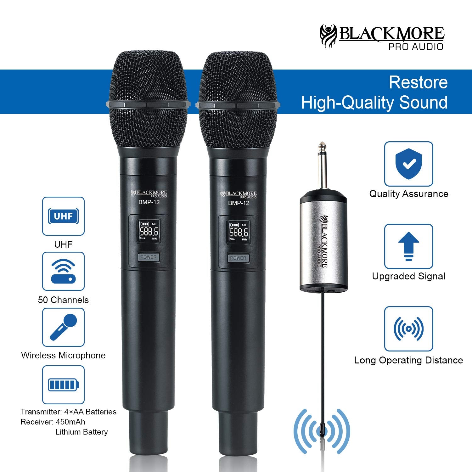 Blackmore Pro Audio Bmp 12 Dual Wireless Uhf Microphone System